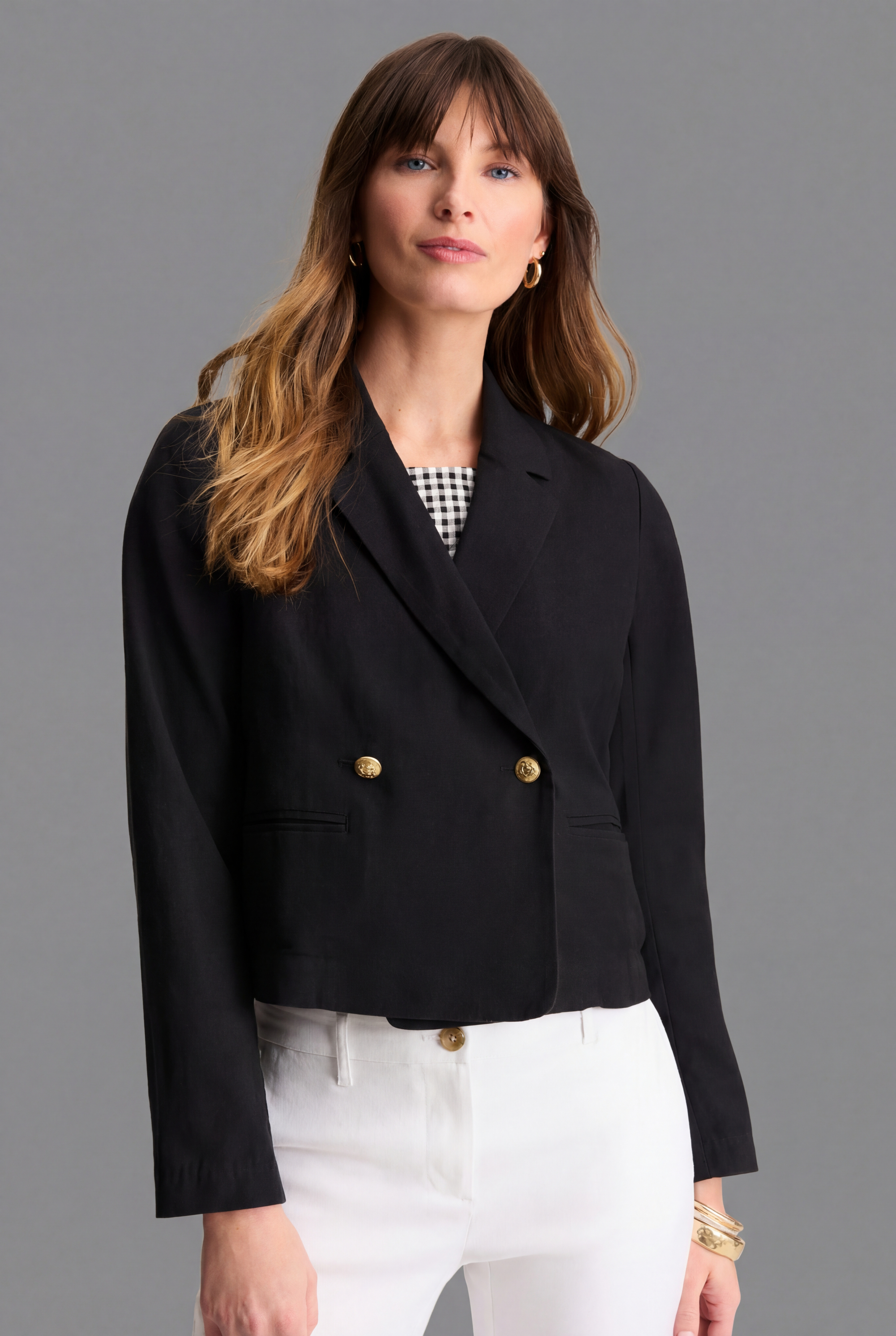 Double-Breasted Cropped Blazer