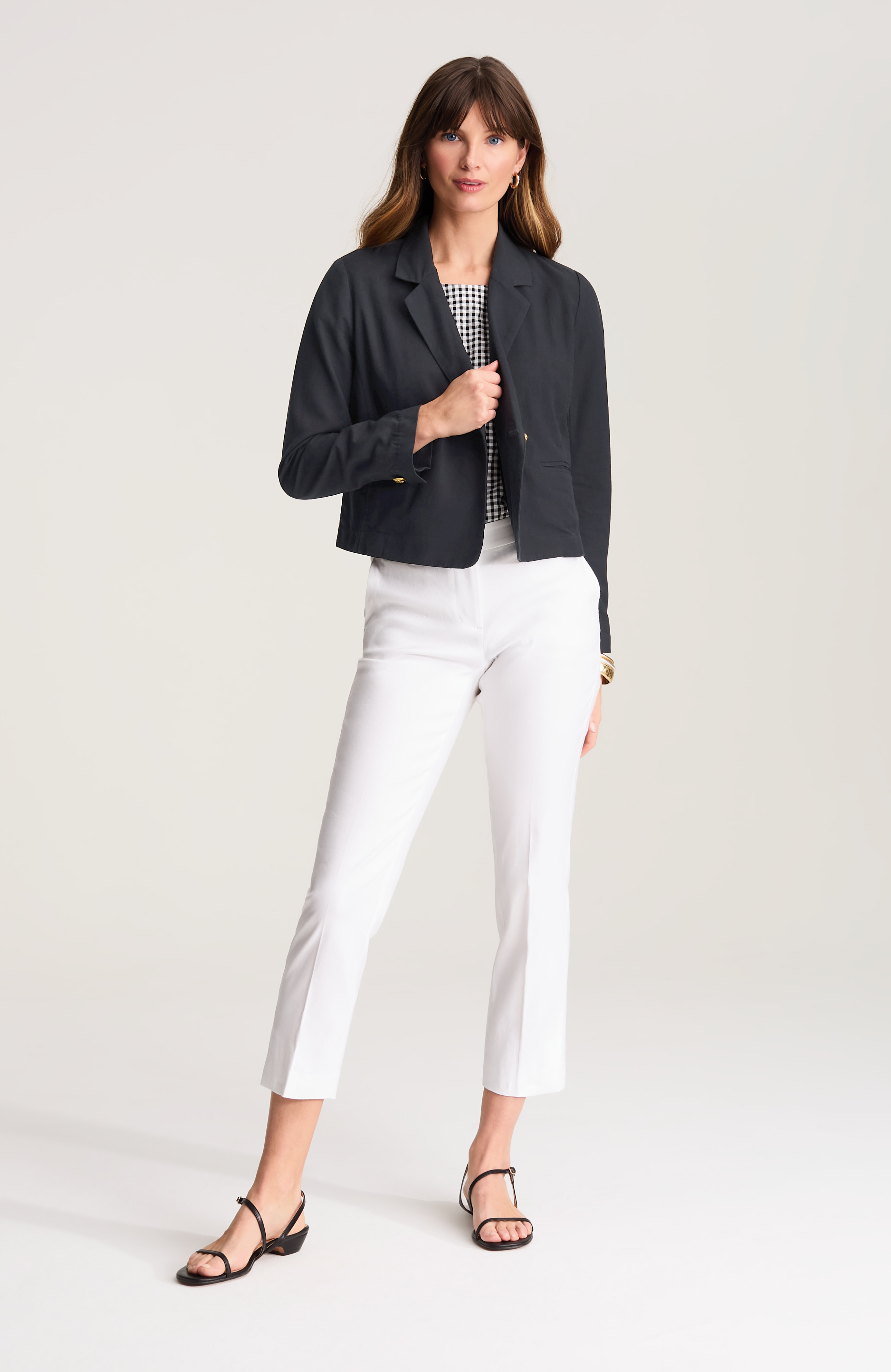 double-breasted cropped blazer