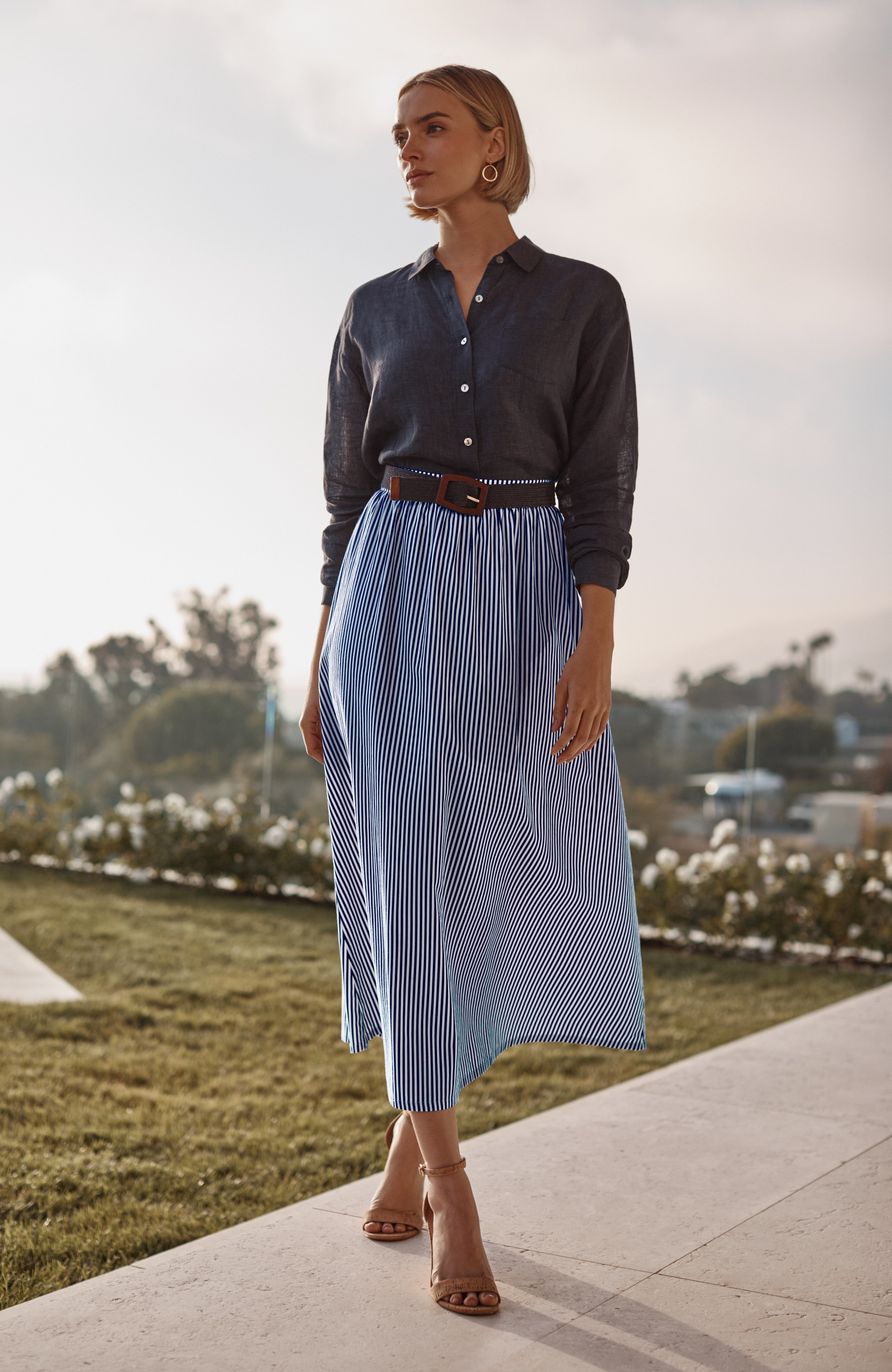 cotton sateen a-line maxi skirt