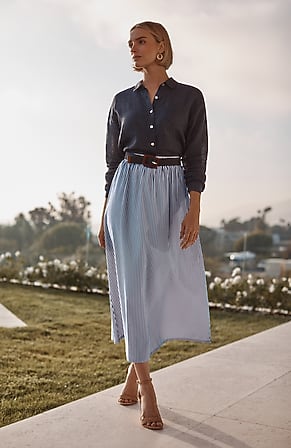 Image for Cotton Sateen A-Line Maxi Skirt