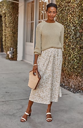 Image for Cotton Sateen A-Line Maxi Skirt