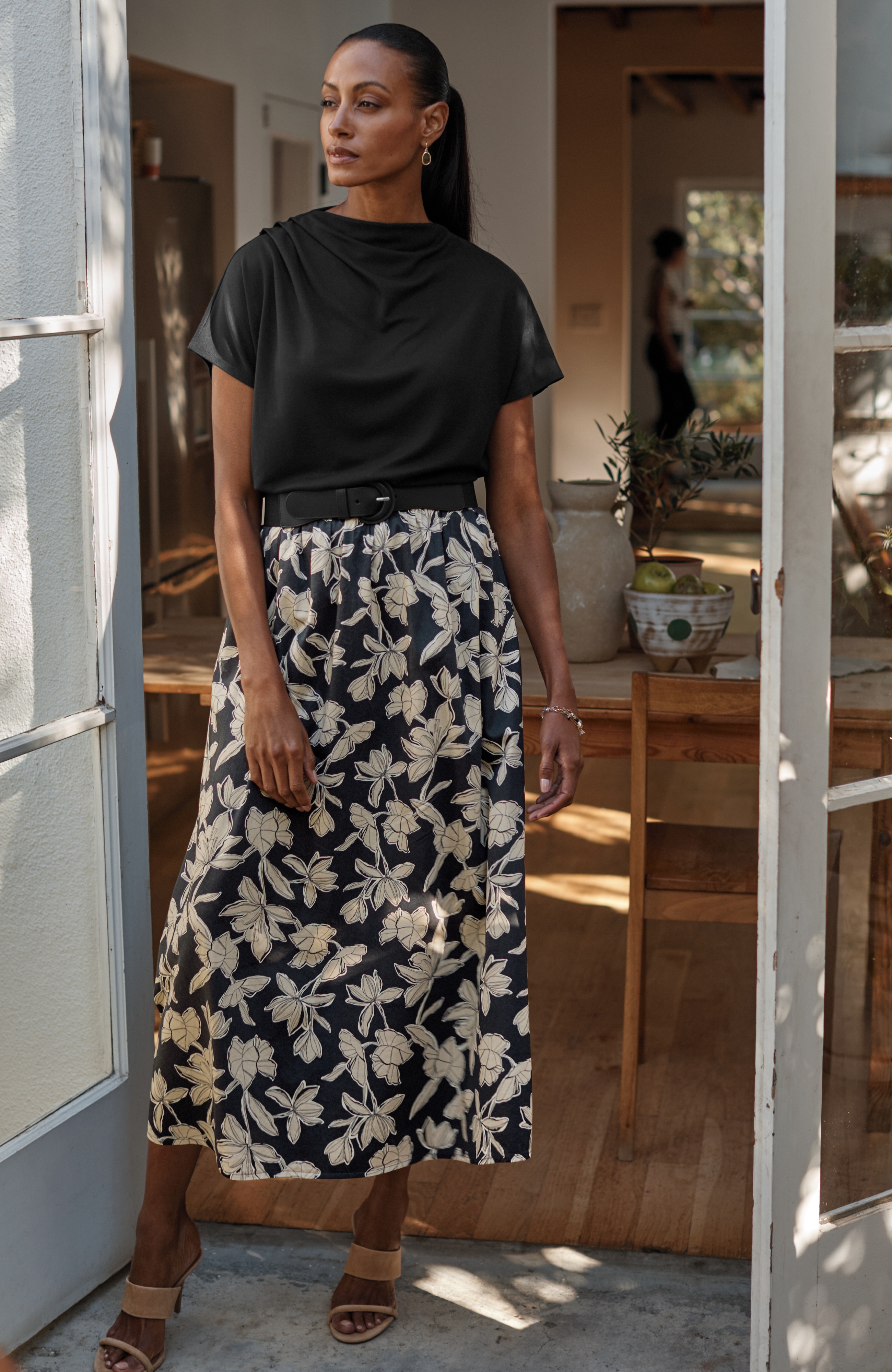 Cotton Sateen A-Line Maxi Skirt | JJill