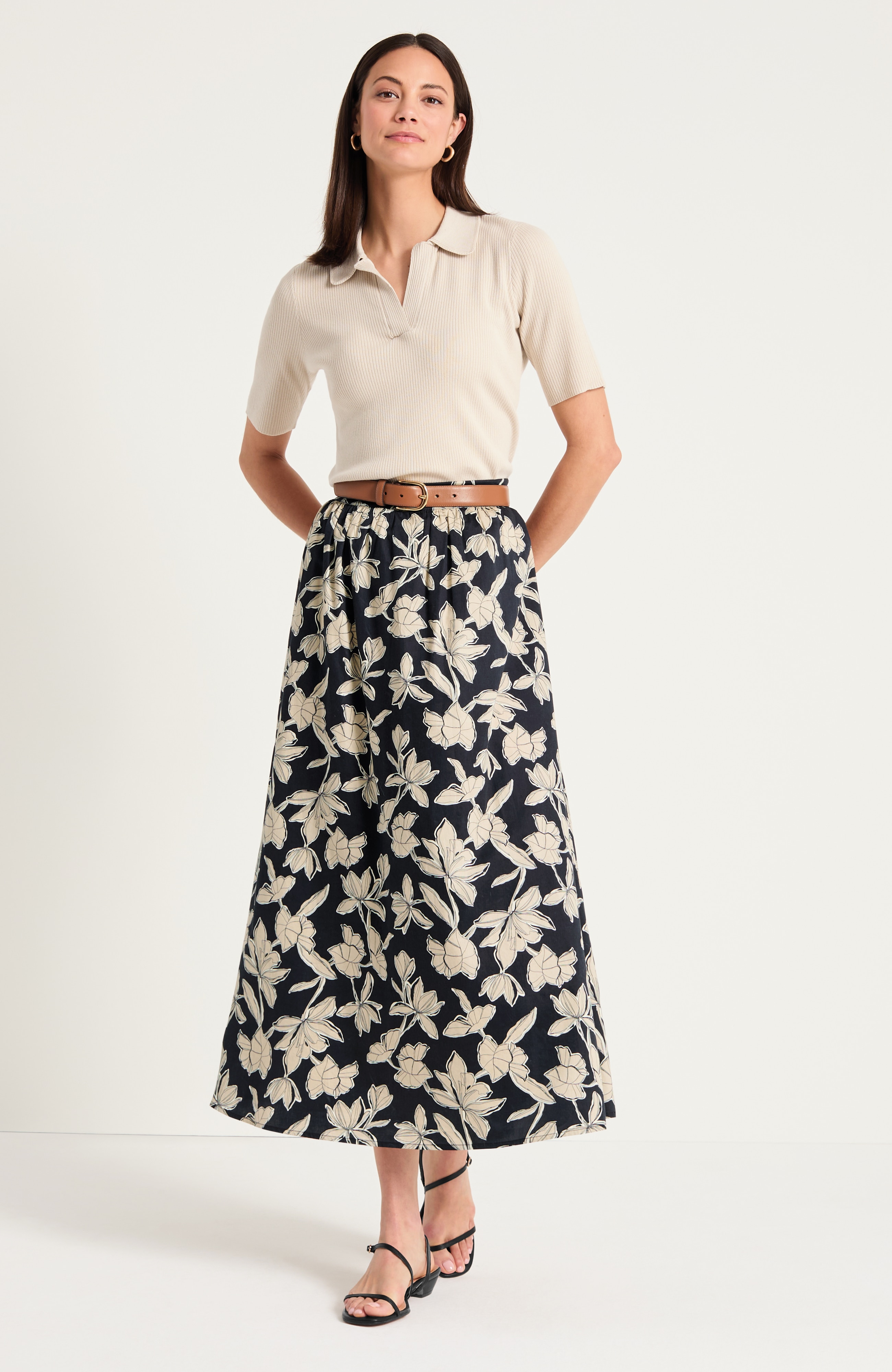 Cotton Sateen A-Line Maxi Skirt | JJill
