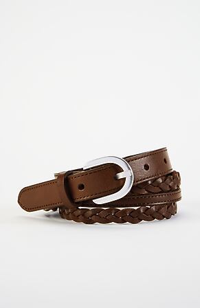 J. Jill Brown Leather Belt Bag Strap with Silver Ring LEATHER OVAL-RING BELT | JJill main image 2