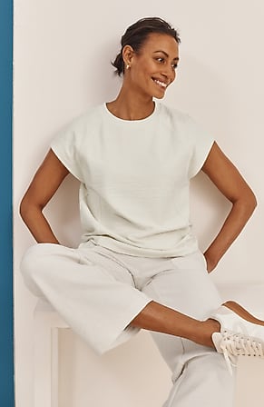 Image for Fit Textured Cap-Sleeve Top