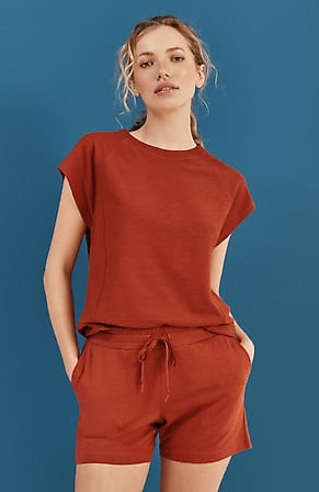 Image for Fit Textured Cap-Sleeve Top