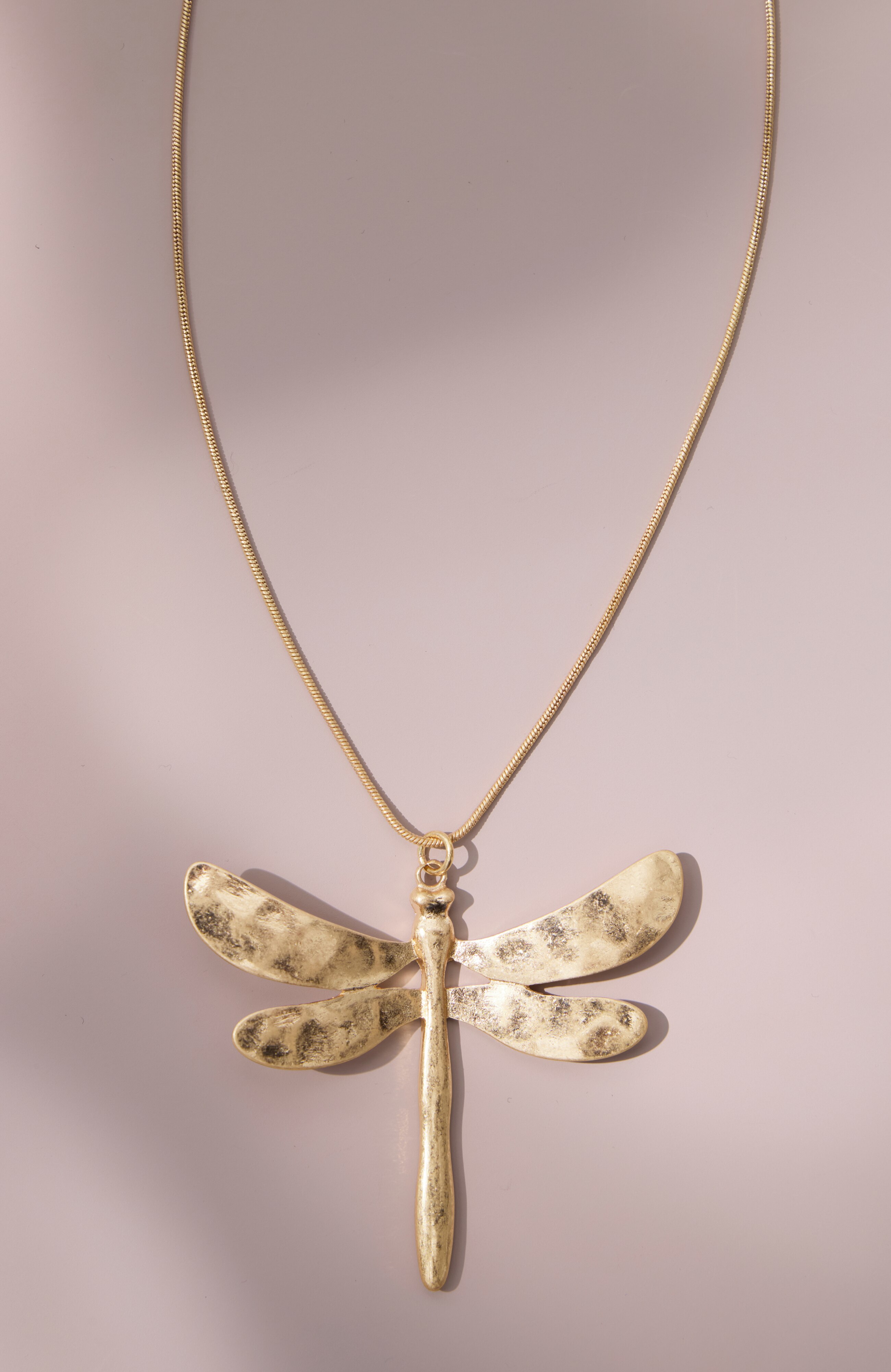 goldtone dragonfly necklace