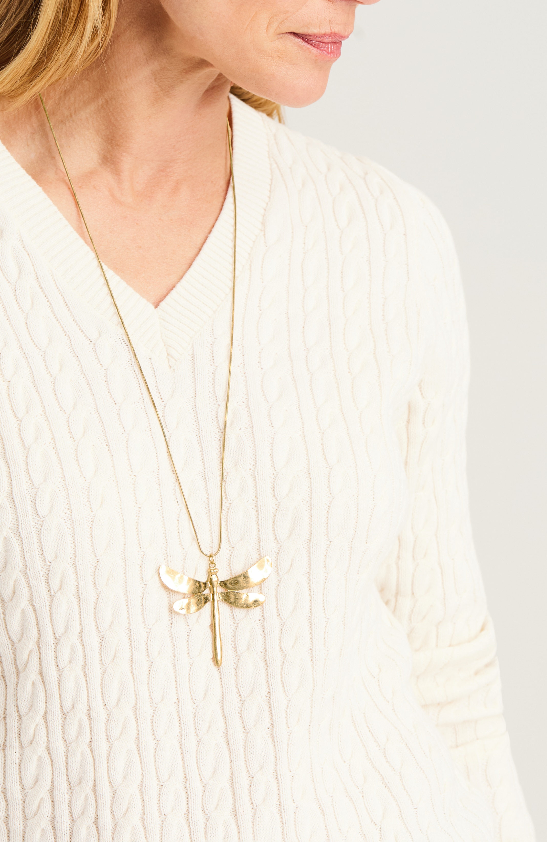 goldtone dragonfly necklace