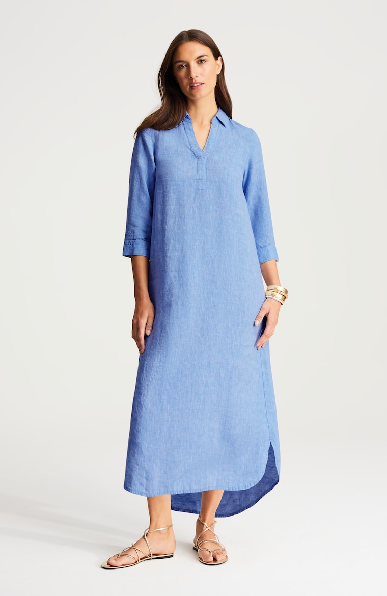 Women's Easy Linen Maxi Dress (Blue Sparrow/White) (Size: M) | J.Jill Women's Easy Linen Maxi Dress (Blue Sparrow/White) (Size: M) | J.Jill