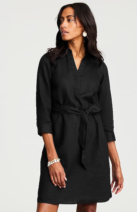 j jill black linen dress Women's Tall Linen A-Line Dress (Black) (Size: LT)