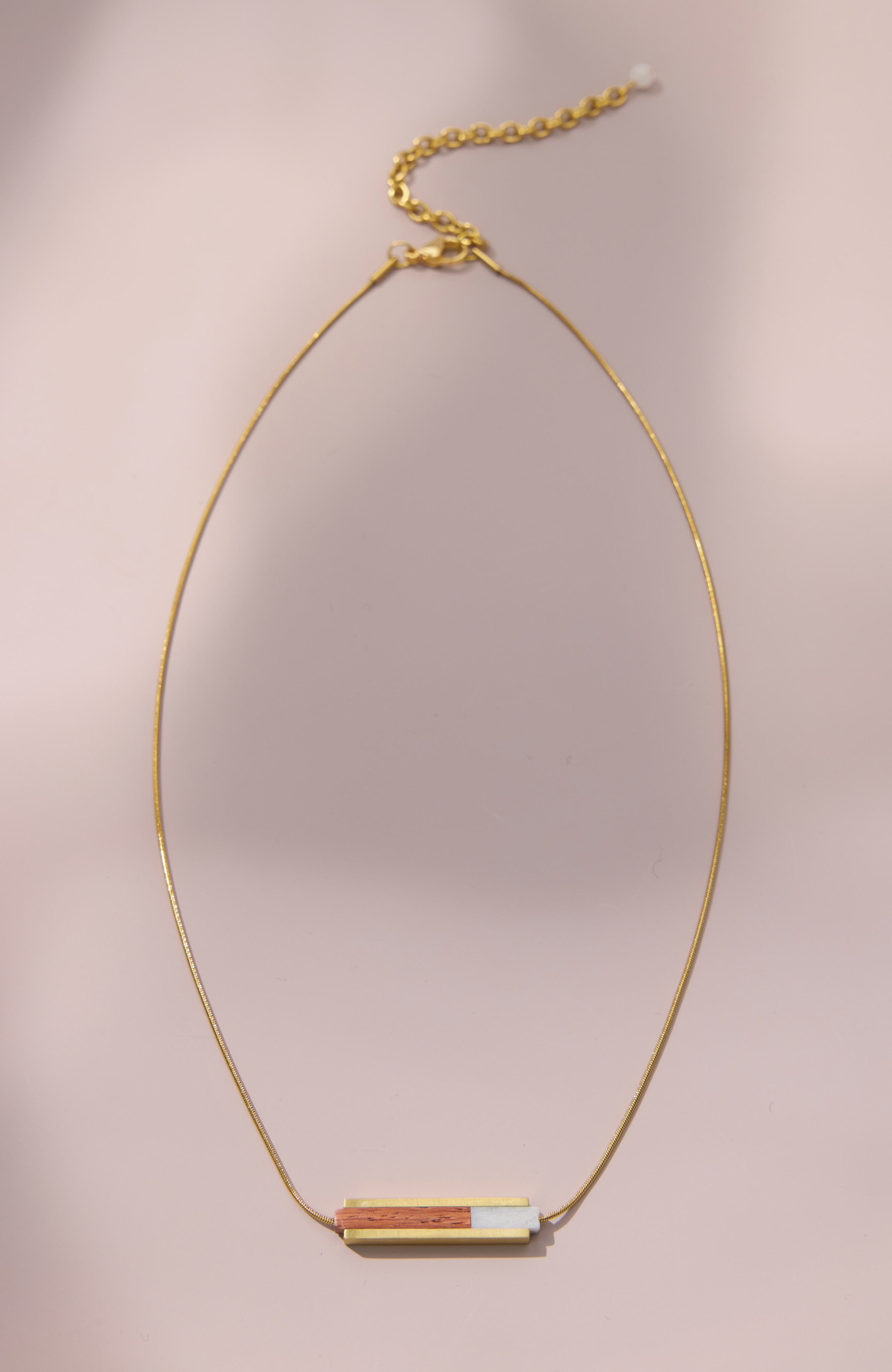 marble & rosewood bar necklace
