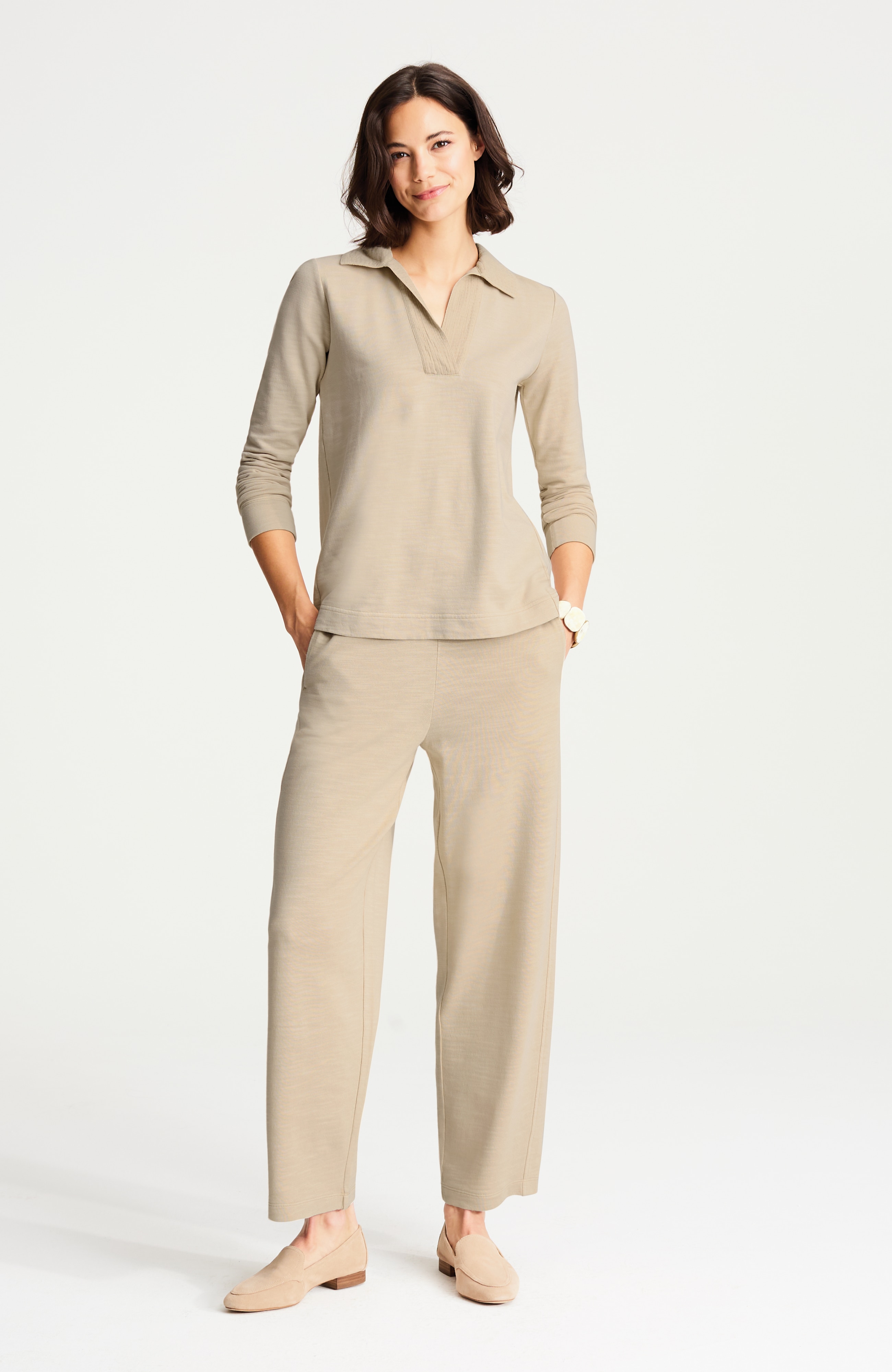 pure jill french terry pull-on pants
