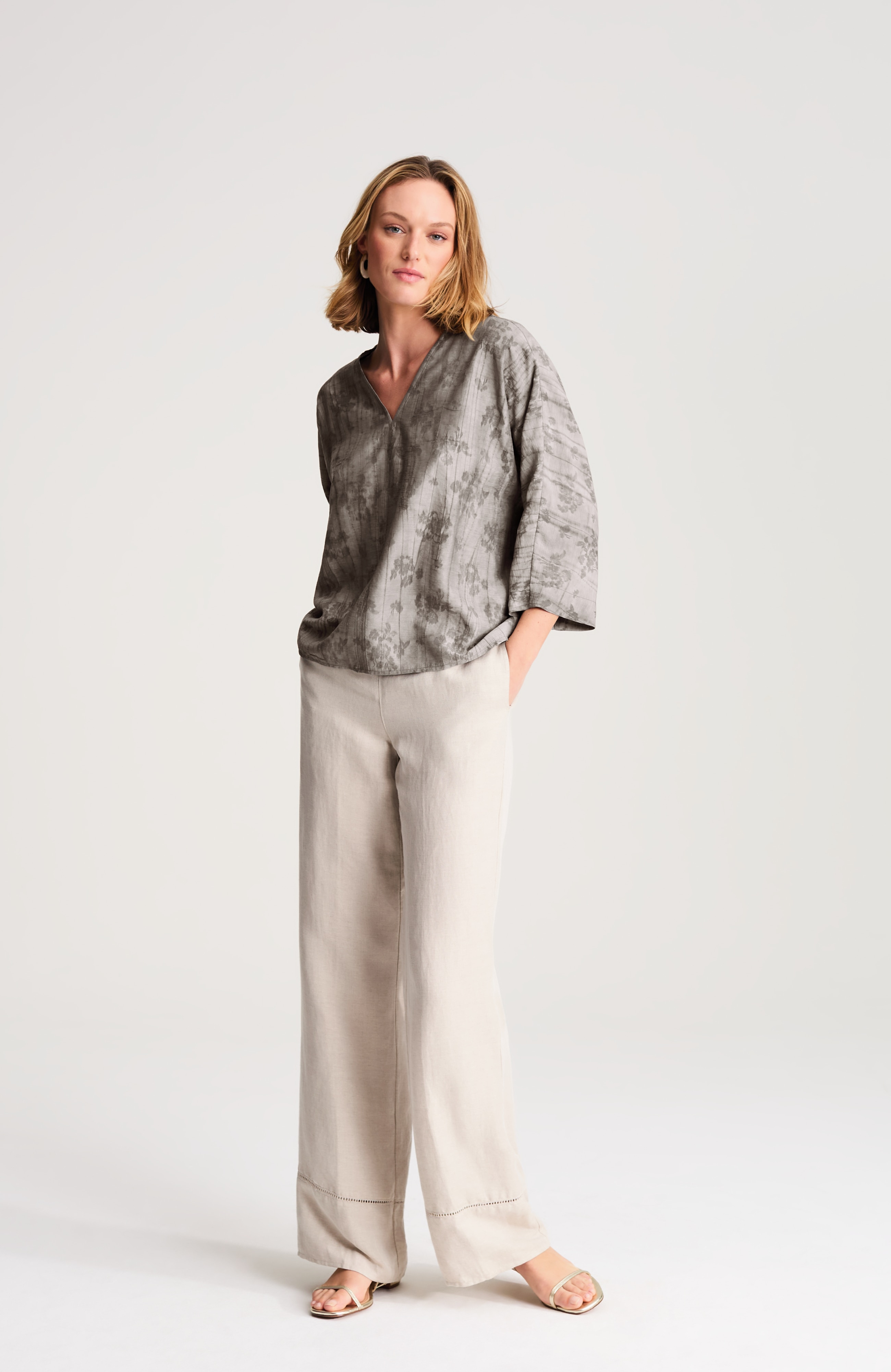 pure jill crinkled jacquard top