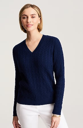 Image for Cabled V-Neck Pullover