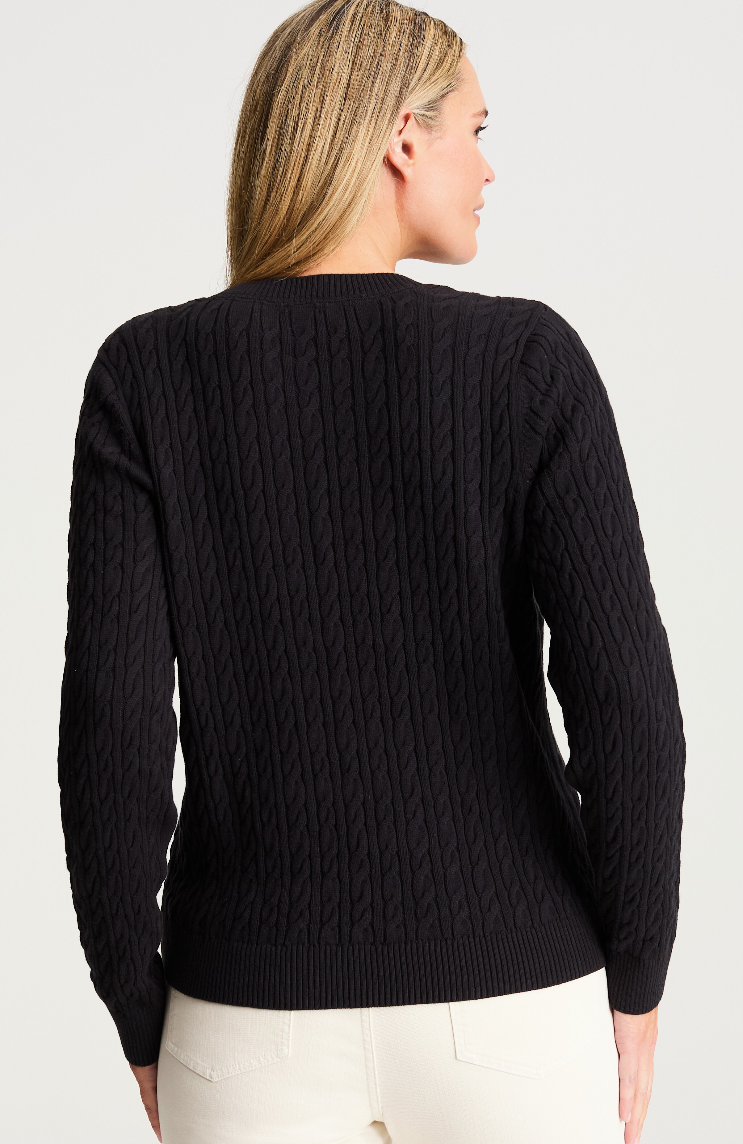 cabled v-neck pullover