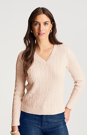 Image for Cabled V-Neck Pullover