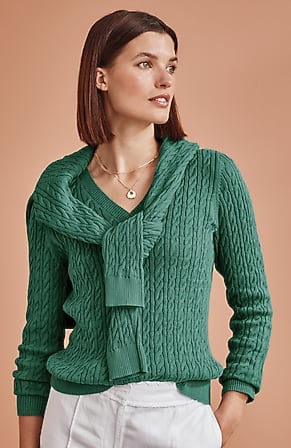 Image for Cabled V-Neck Pullover