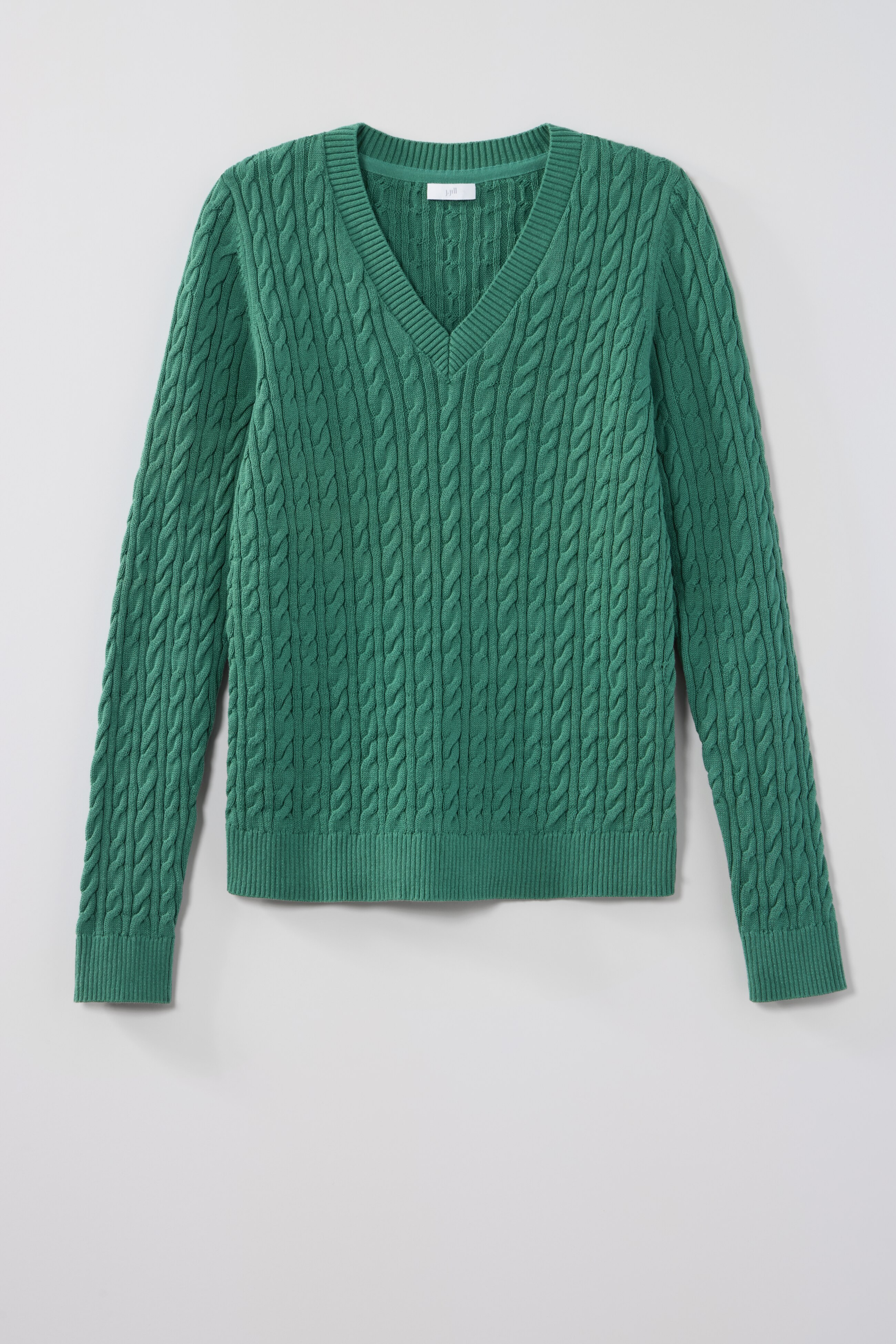 CABLED V-NECK PULLOVER | JJill