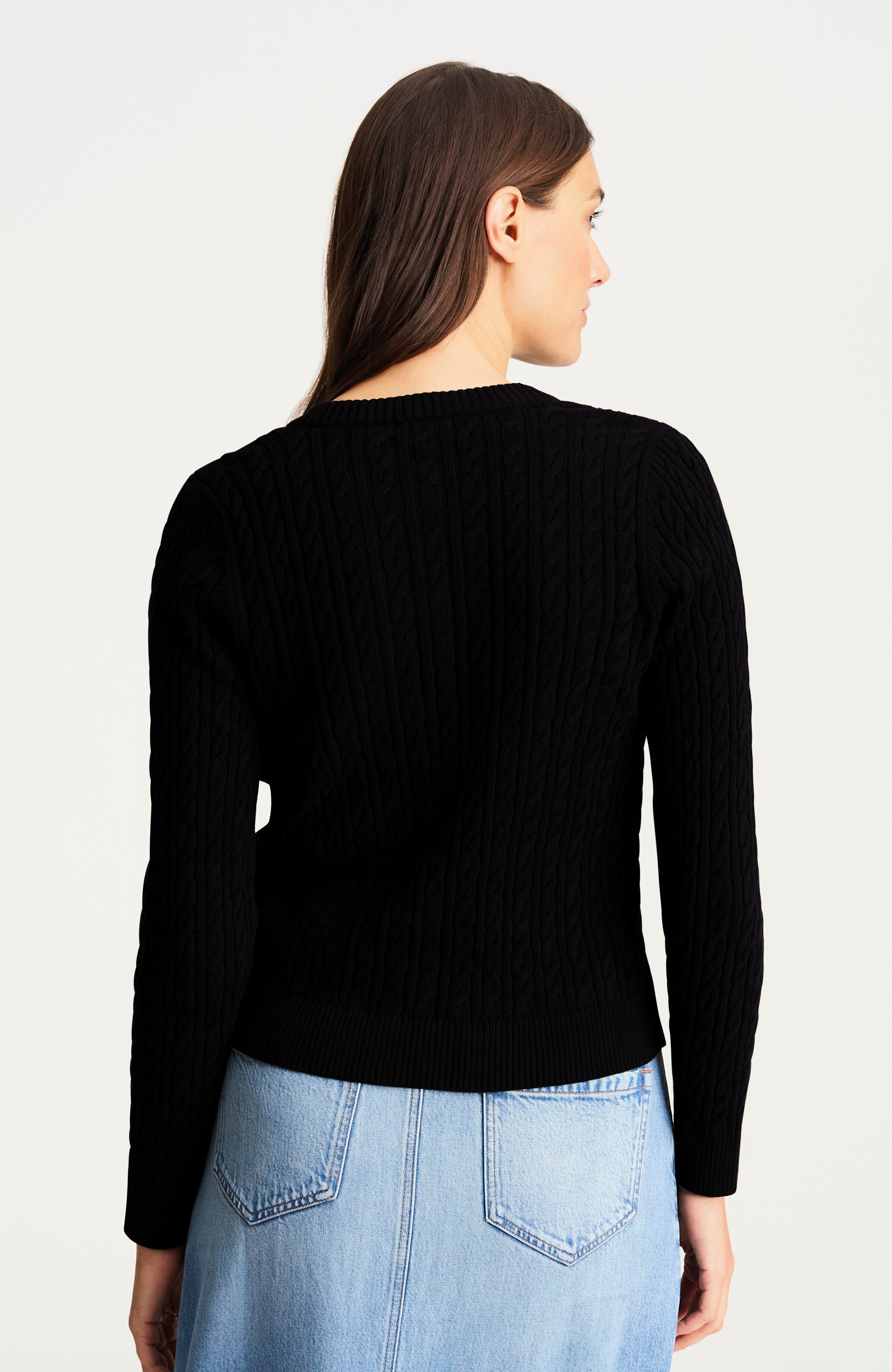 cabled button-front cardi