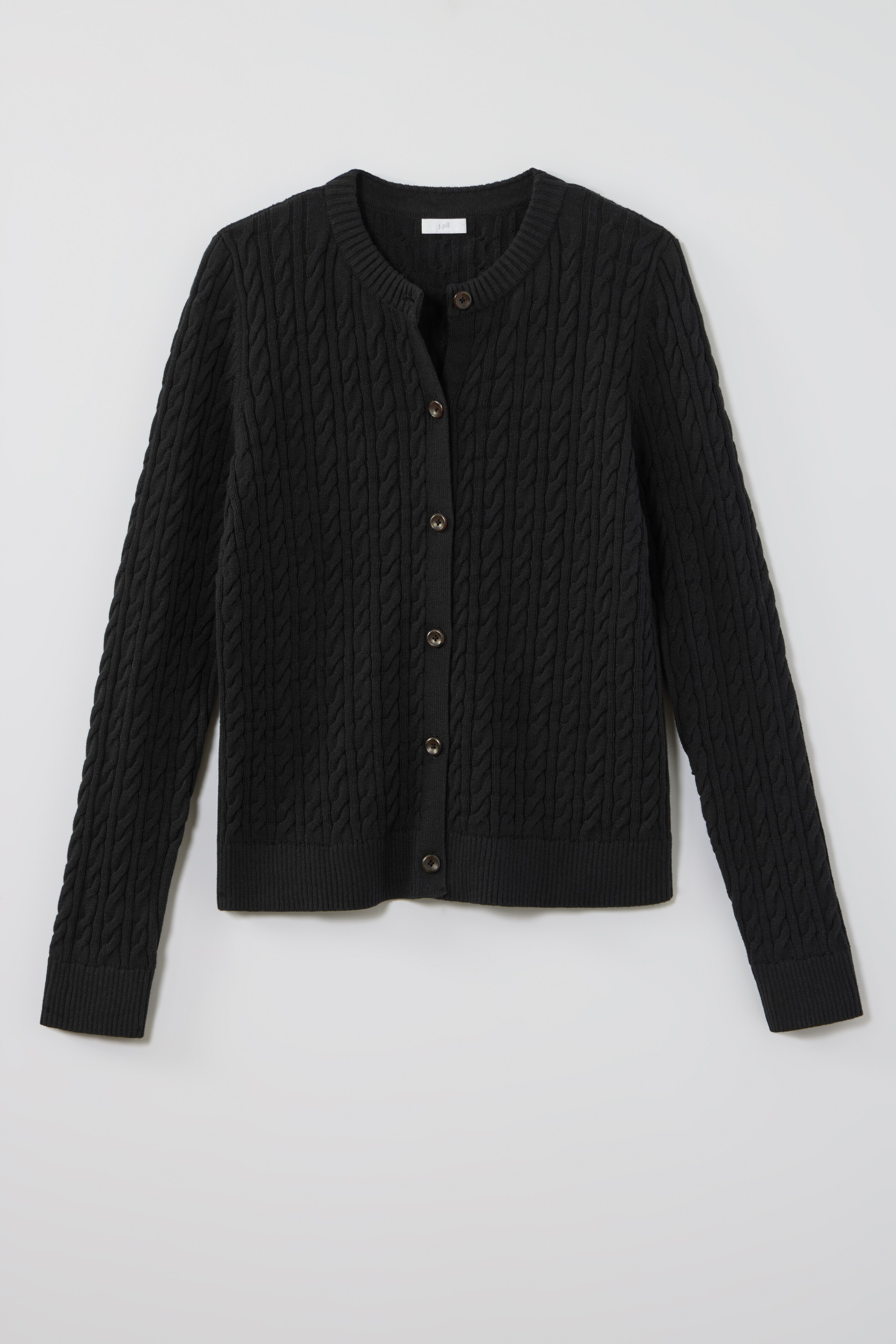 cabled button-front cardi