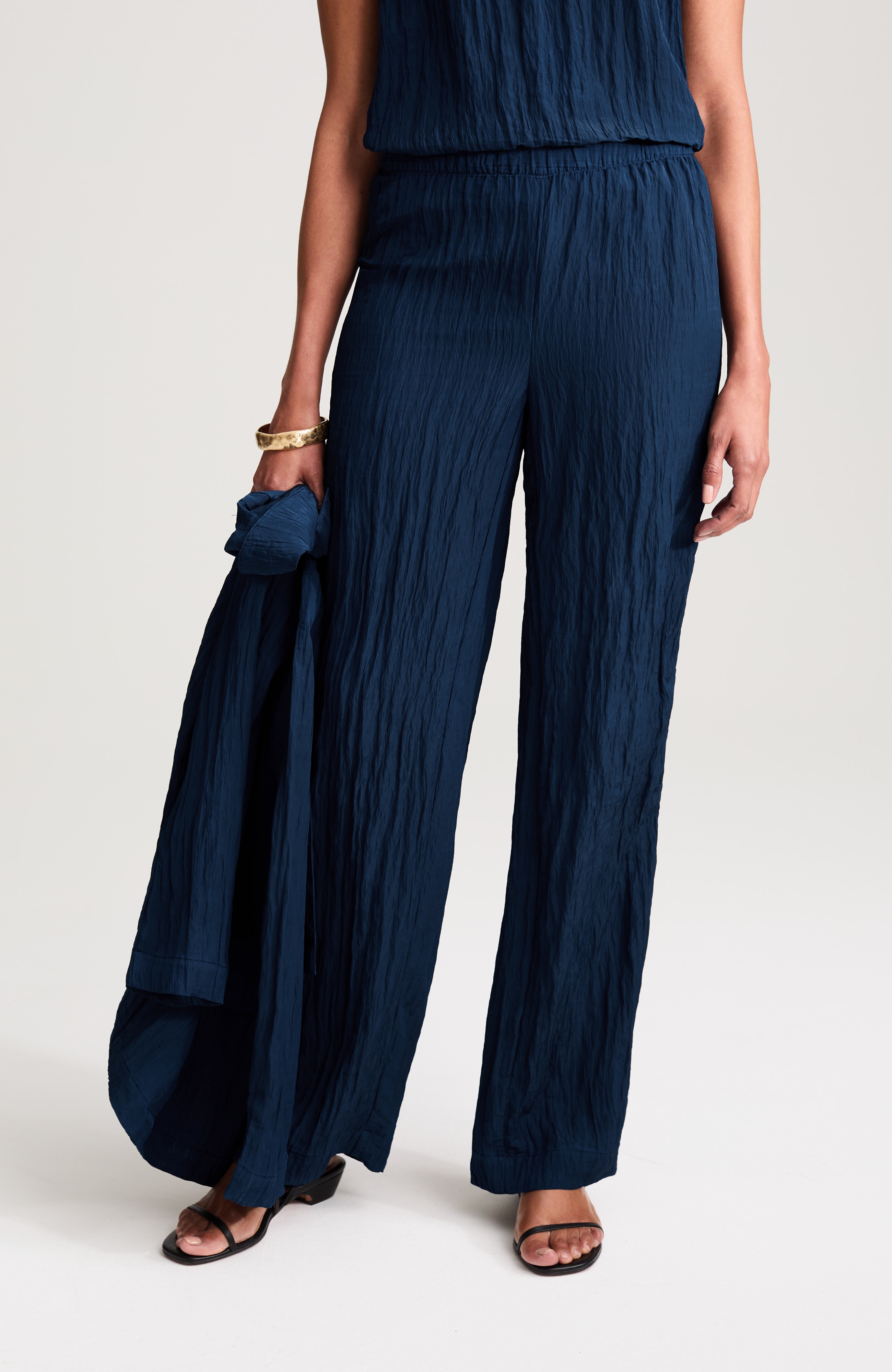 wearever crinkled full-leg pants