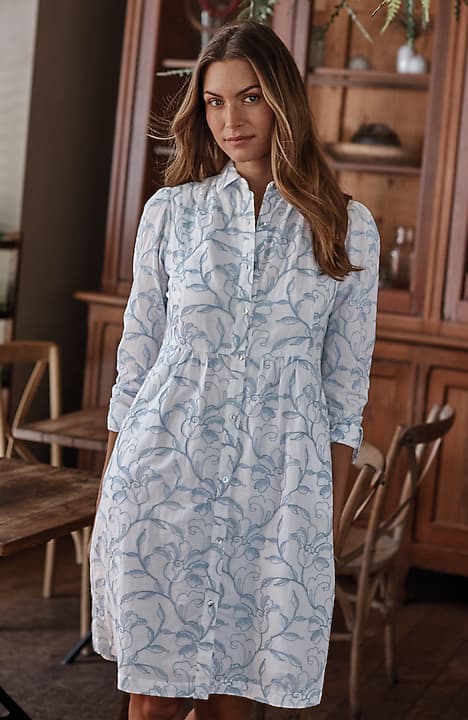 j jill embroidered dress Women's Plus Size Embroidered Tie-Waist Midi Dress (Sand Dune/White) (Size: 4X)