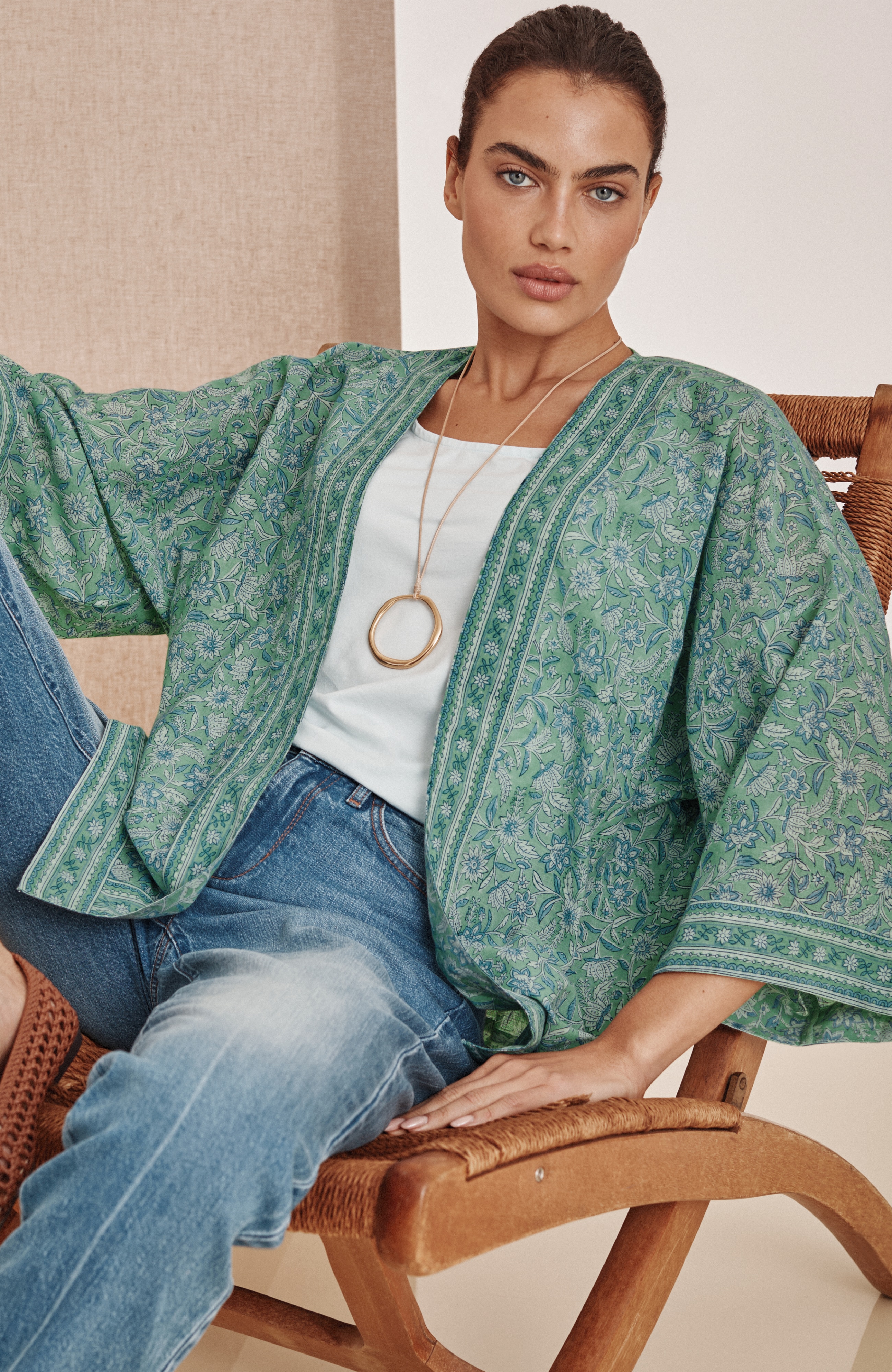 block-printed soft jacket