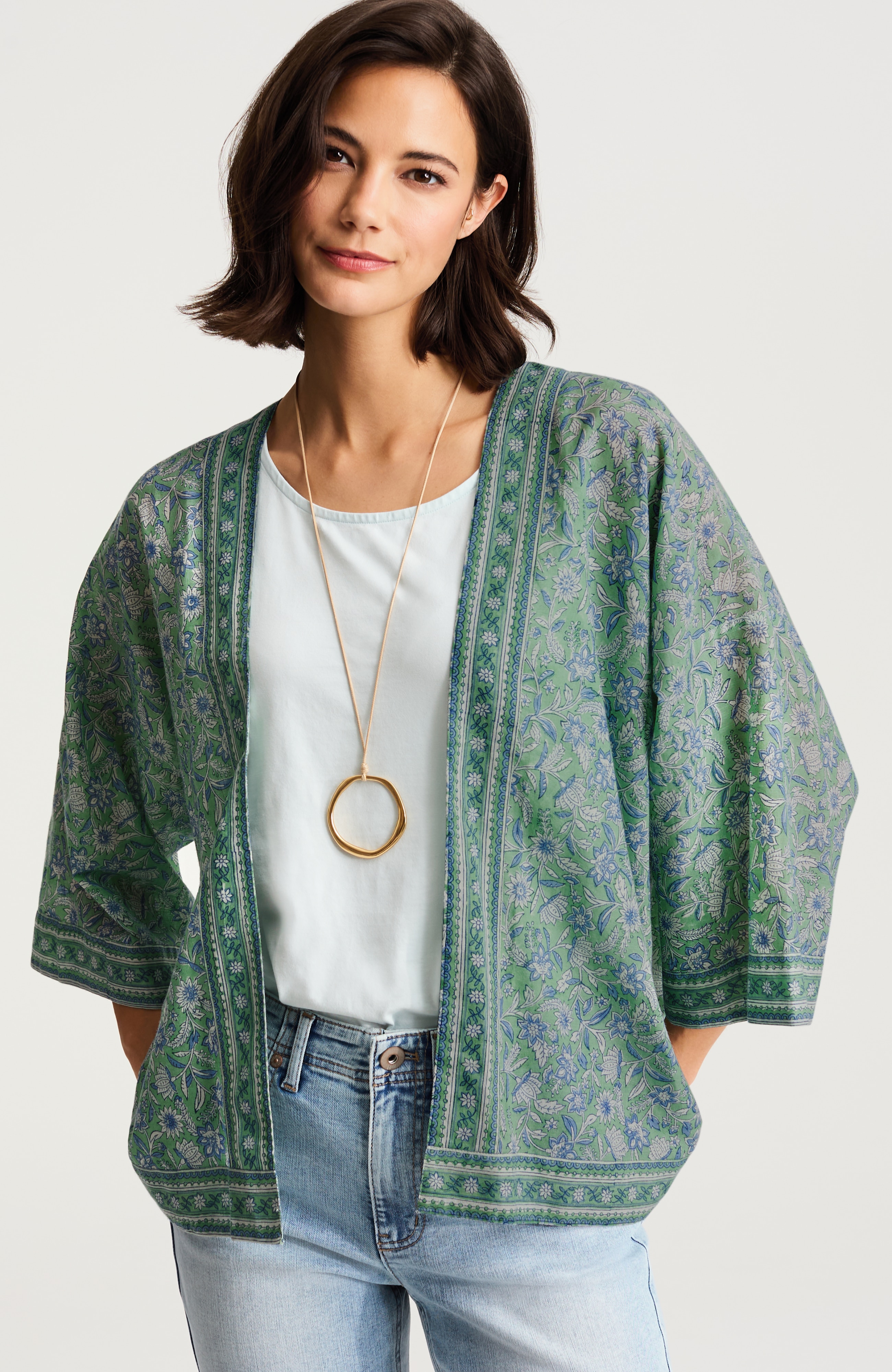 block-printed soft jacket