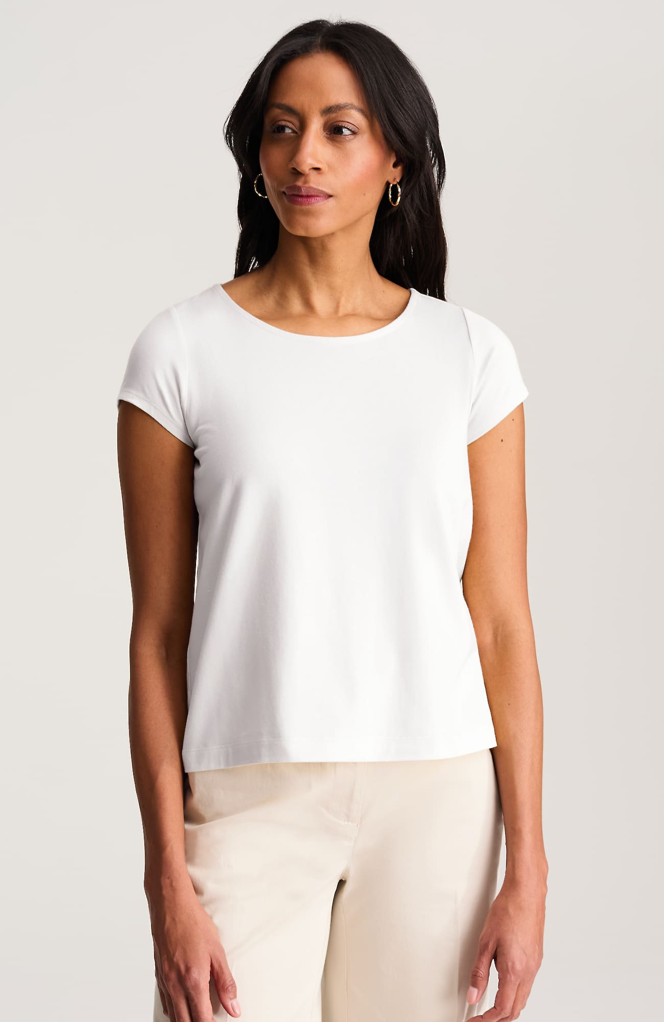Jjill Tall Luxe Supima Modern Tee Shirt In White