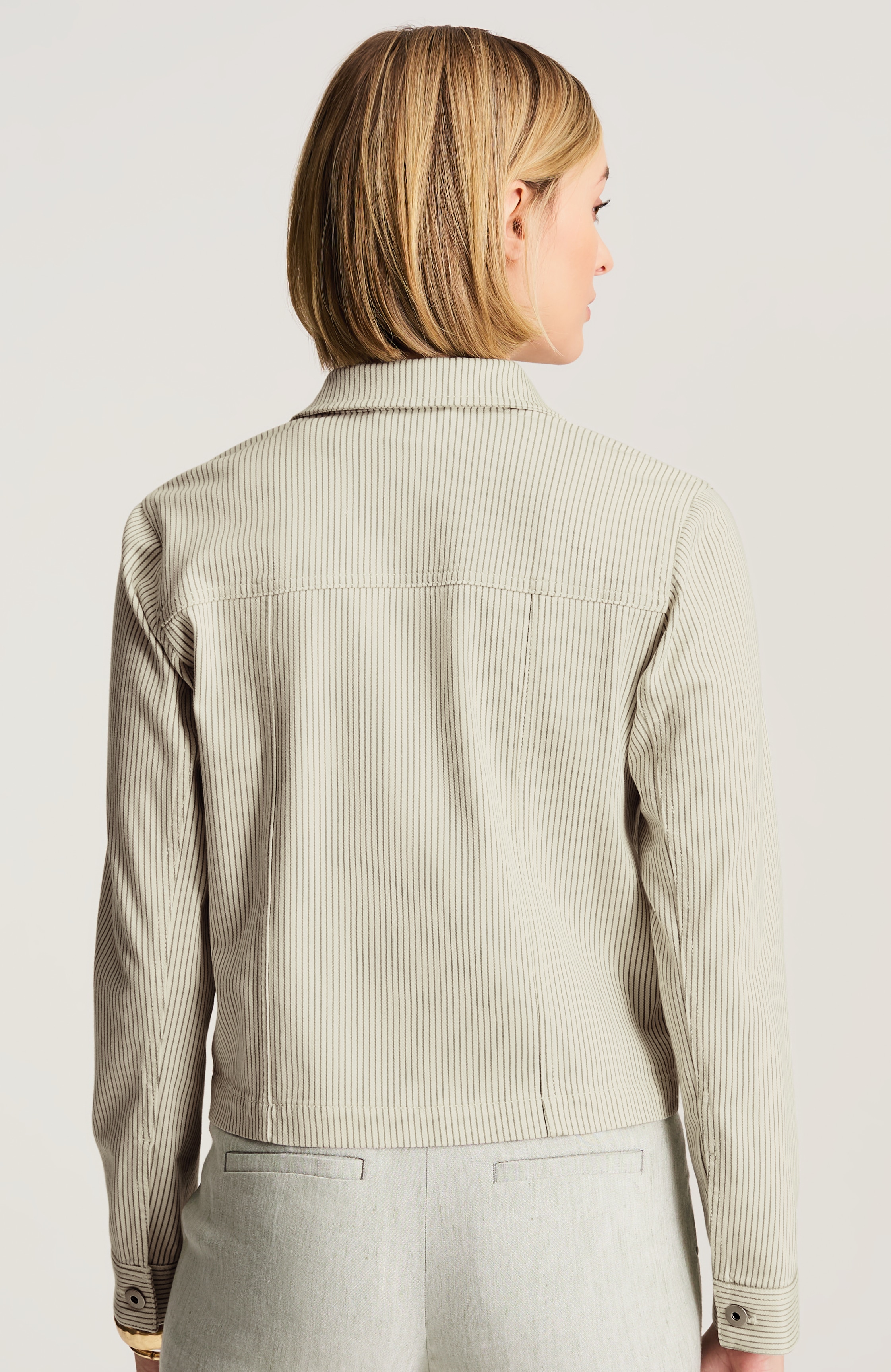 striped denim jacket