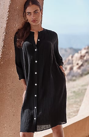 Image for Pure Jill Smocked Cotton-Gauze Dress