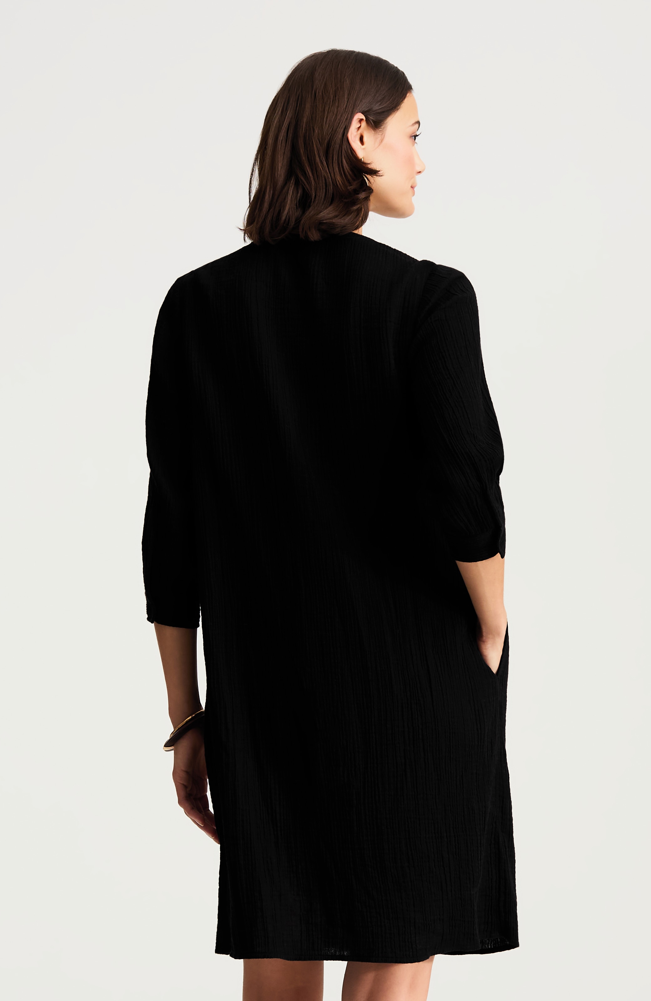 pure jill smocked cotton-gauze dress