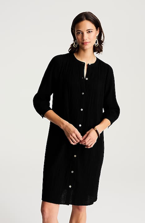 j jill cotton dresses PJ SMOCKED COTTON-GAUZE DRESS