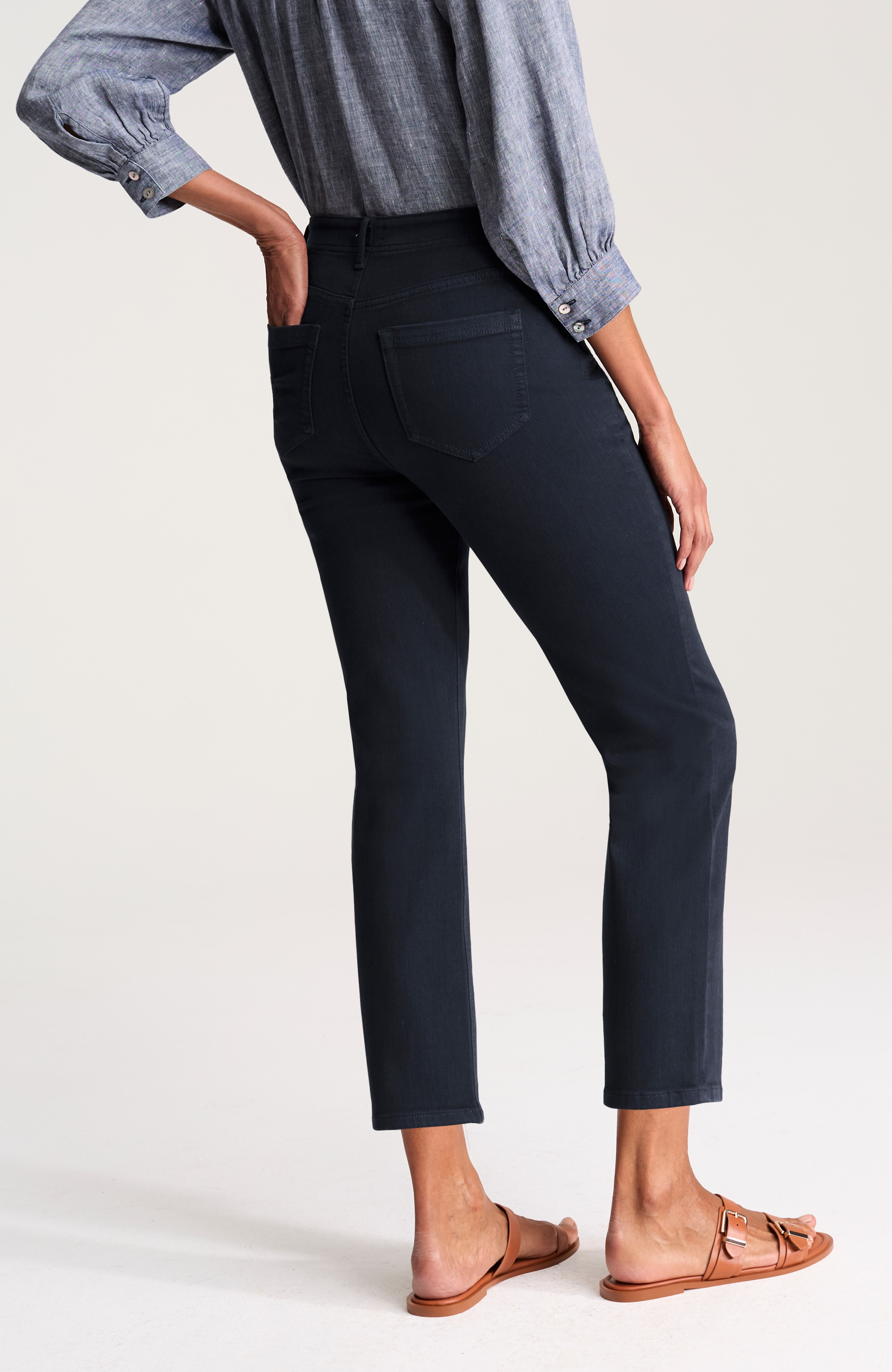 high-rise straight-leg cropped jeans