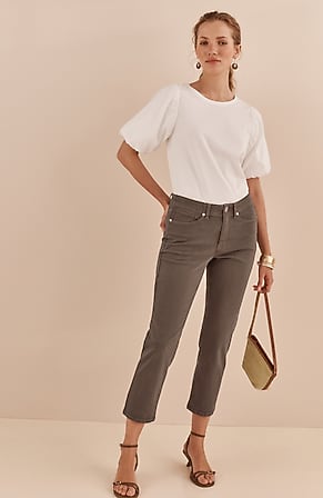 Image for High-Rise Straight-Leg Cropped Jeans