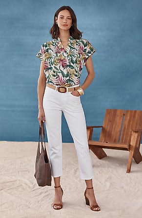 Image for High-Rise Straight-Leg Cropped Jeans