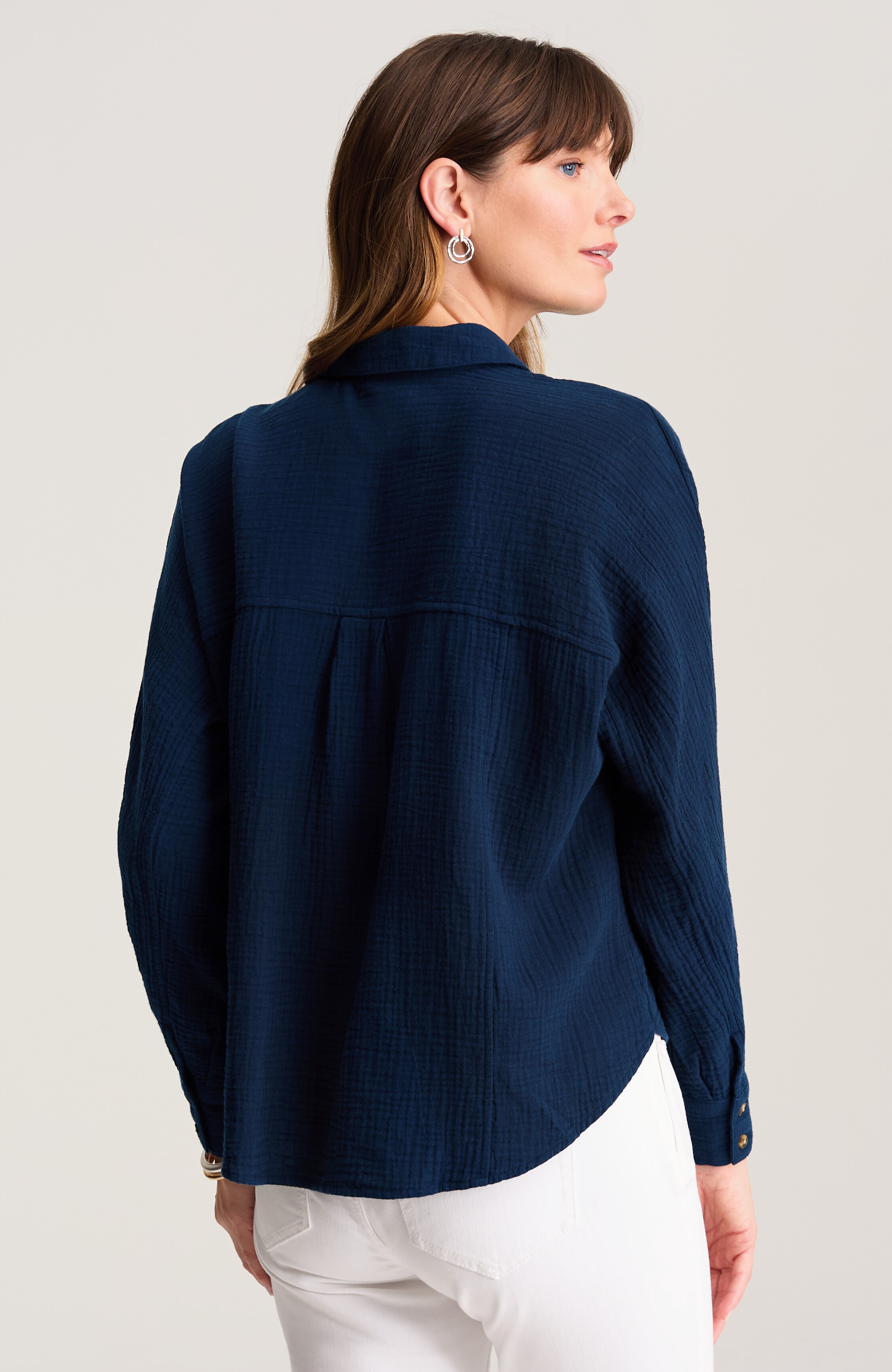 cotton-gauze dolman-sleeve shirt