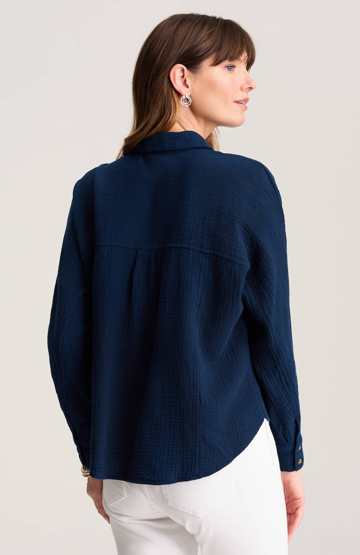 COTTON-GAUZE DOLMAN-SLEEVE SHIRT | JJill