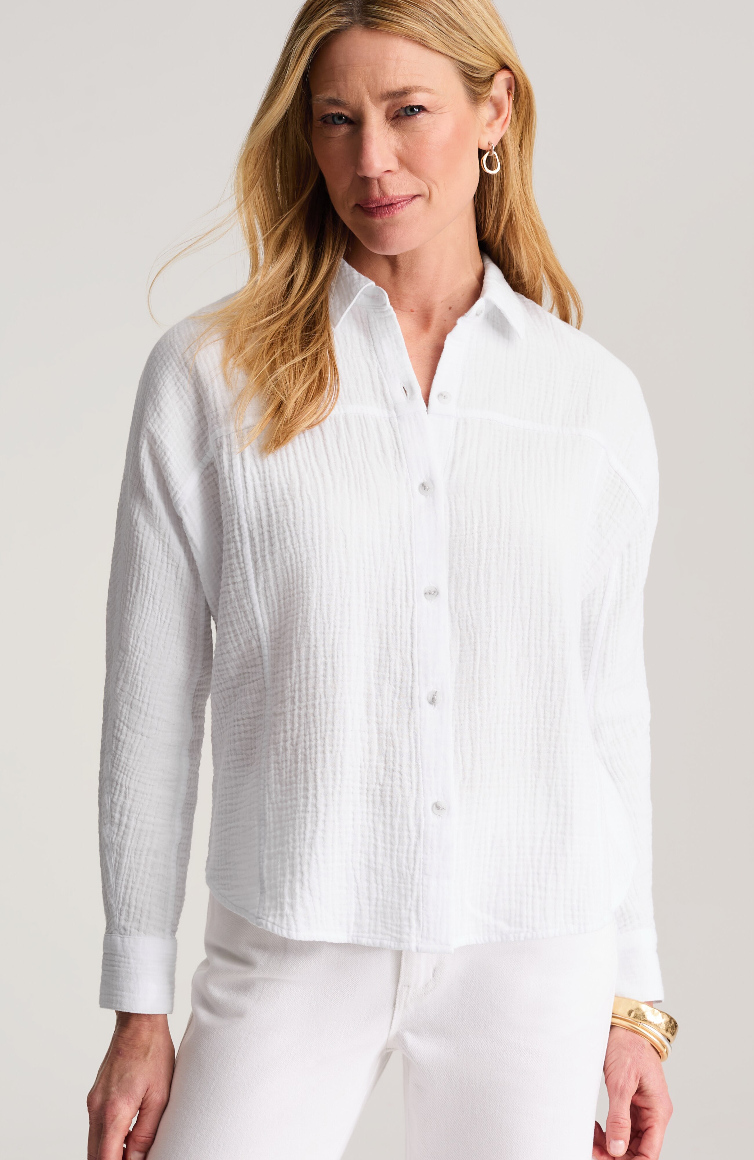 cotton-gauze dolman-sleeve shirt