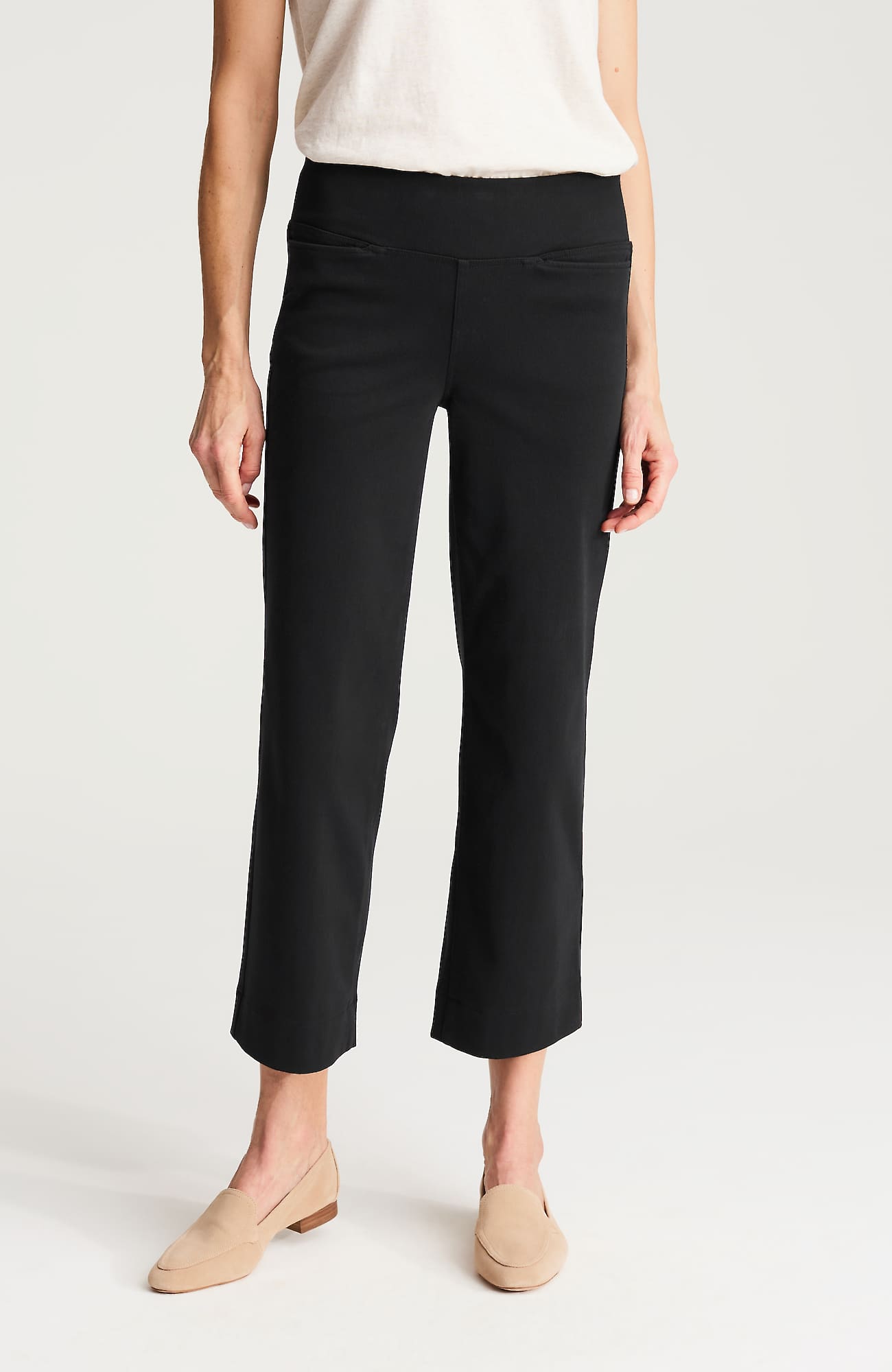 Jjill Wearever Smooth-fit Cropped Knit Jeans In Black