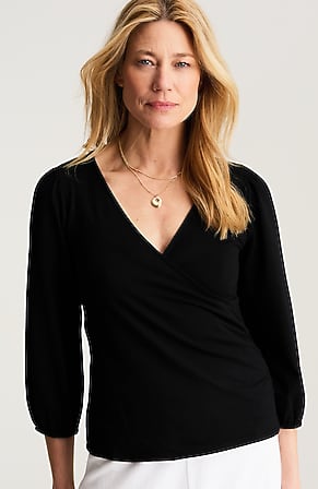 Image for Cotton-Blend Wrap Top