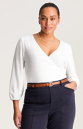 Image for Cotton-Blend Wrap Top