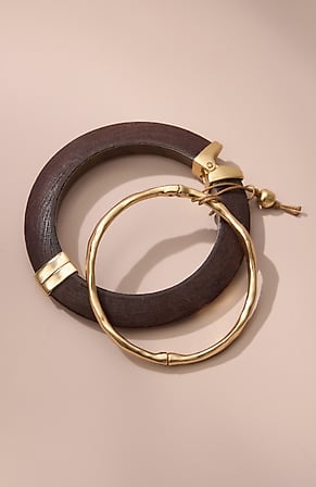 Image for Wood & Metal Bangle Set
