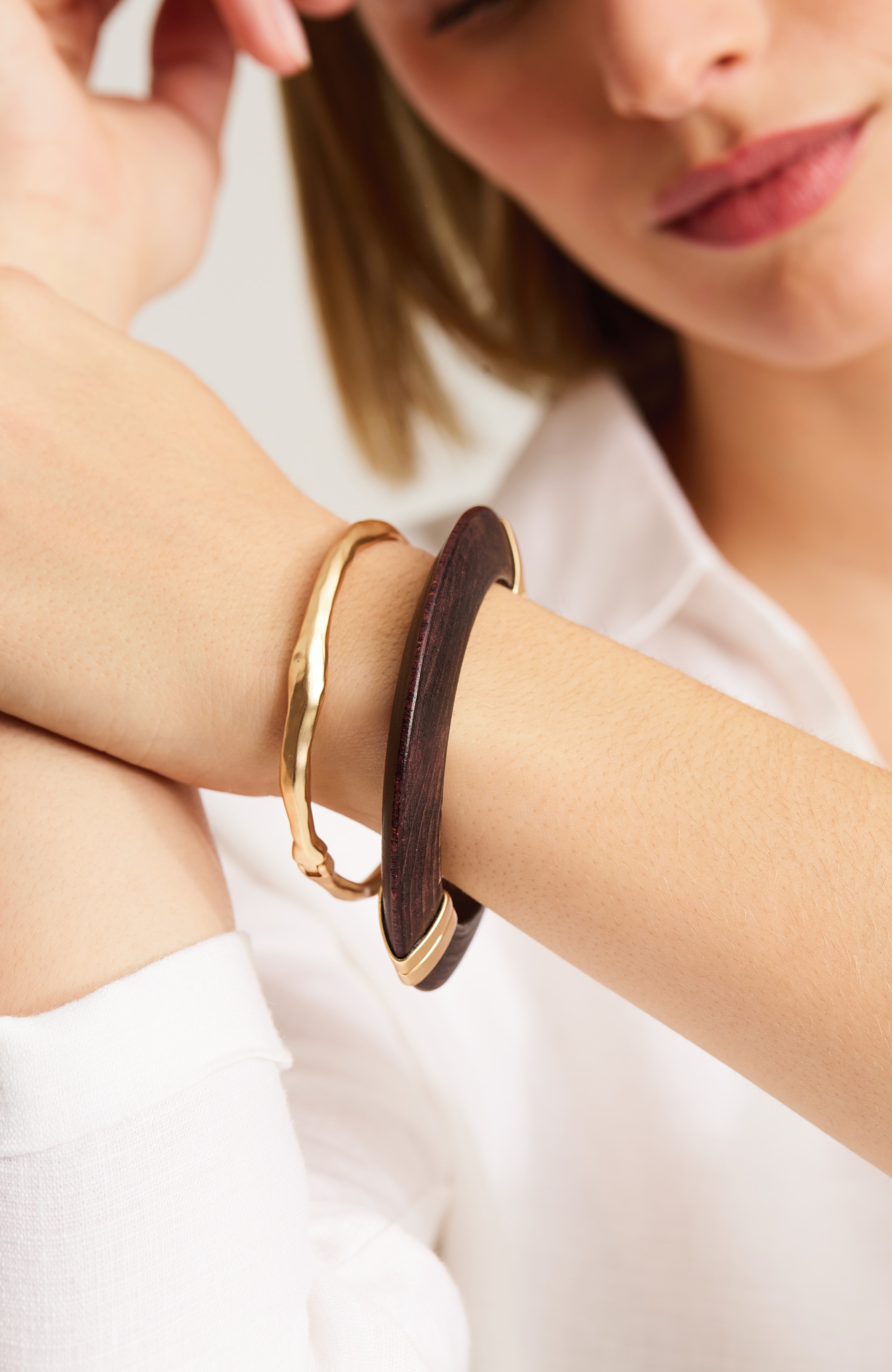 wood & metal bangle set