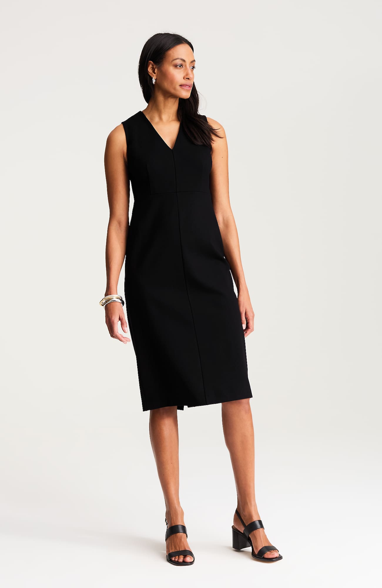 Jjill Wearever Sculpted-knit Sleeveless Dress In Black