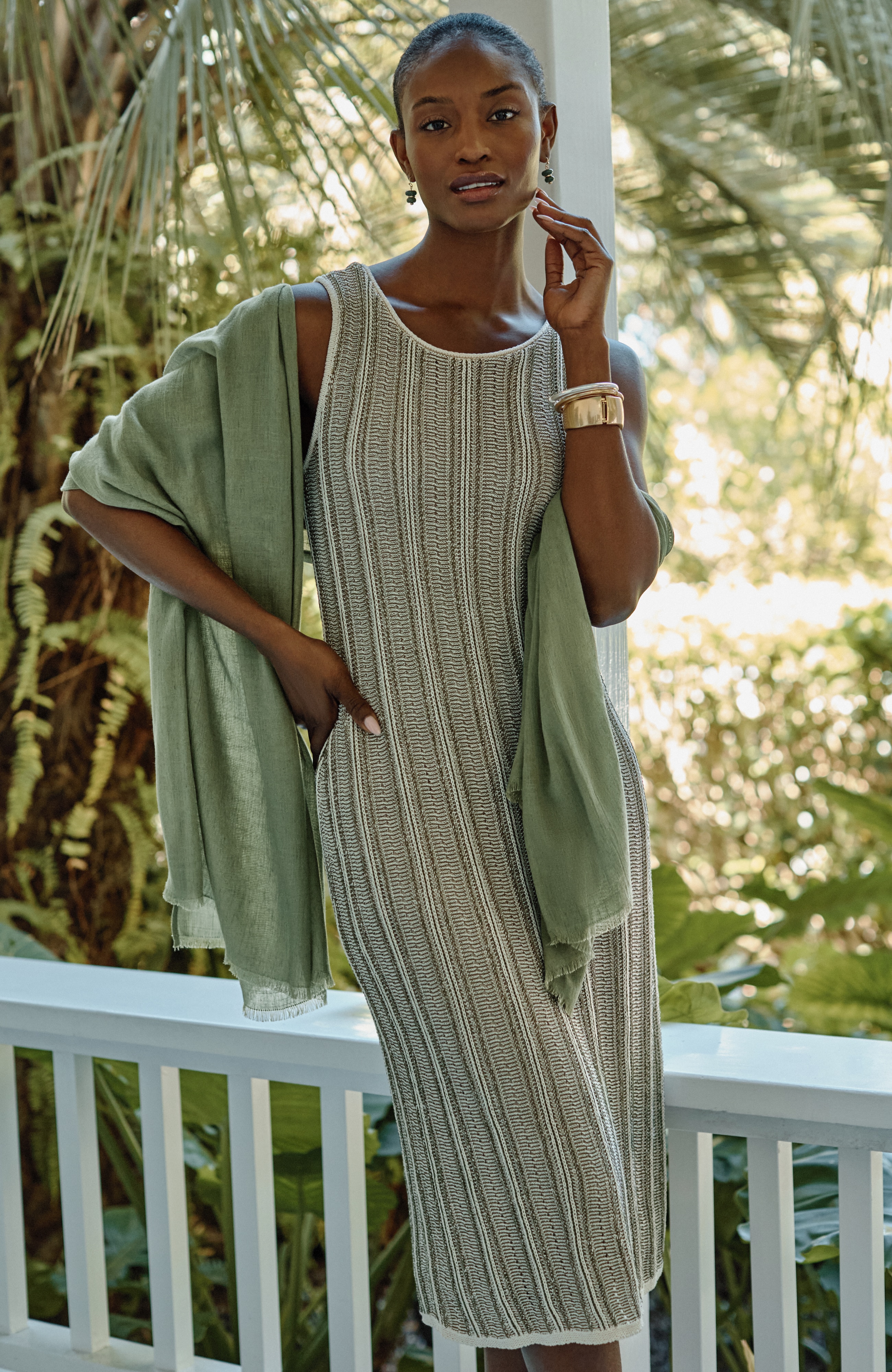 textured bi-color sweater dress