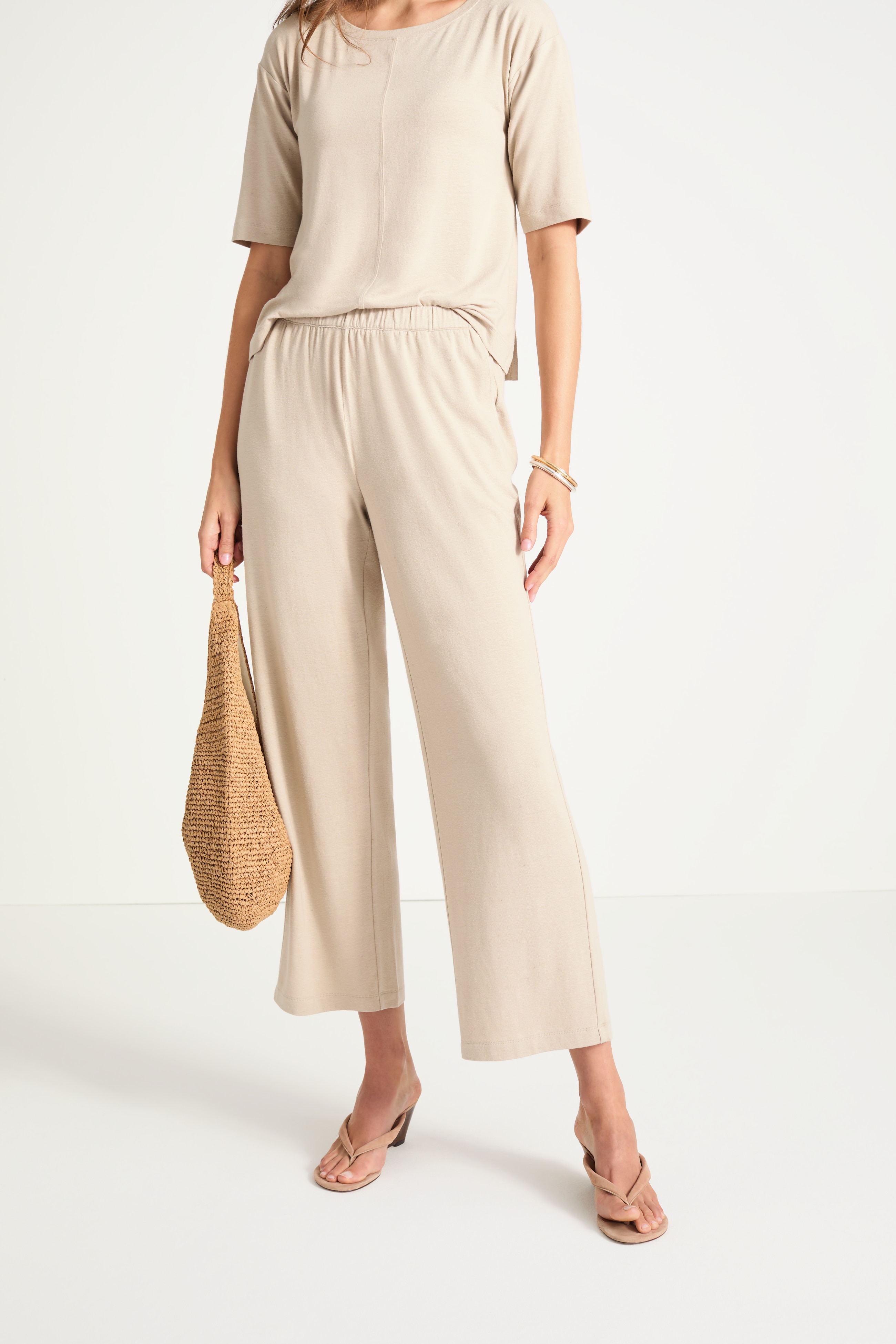 seed and soil Calm knit pants ベージュ F Pure Jill Linen-Blend Knit Pants | JJill