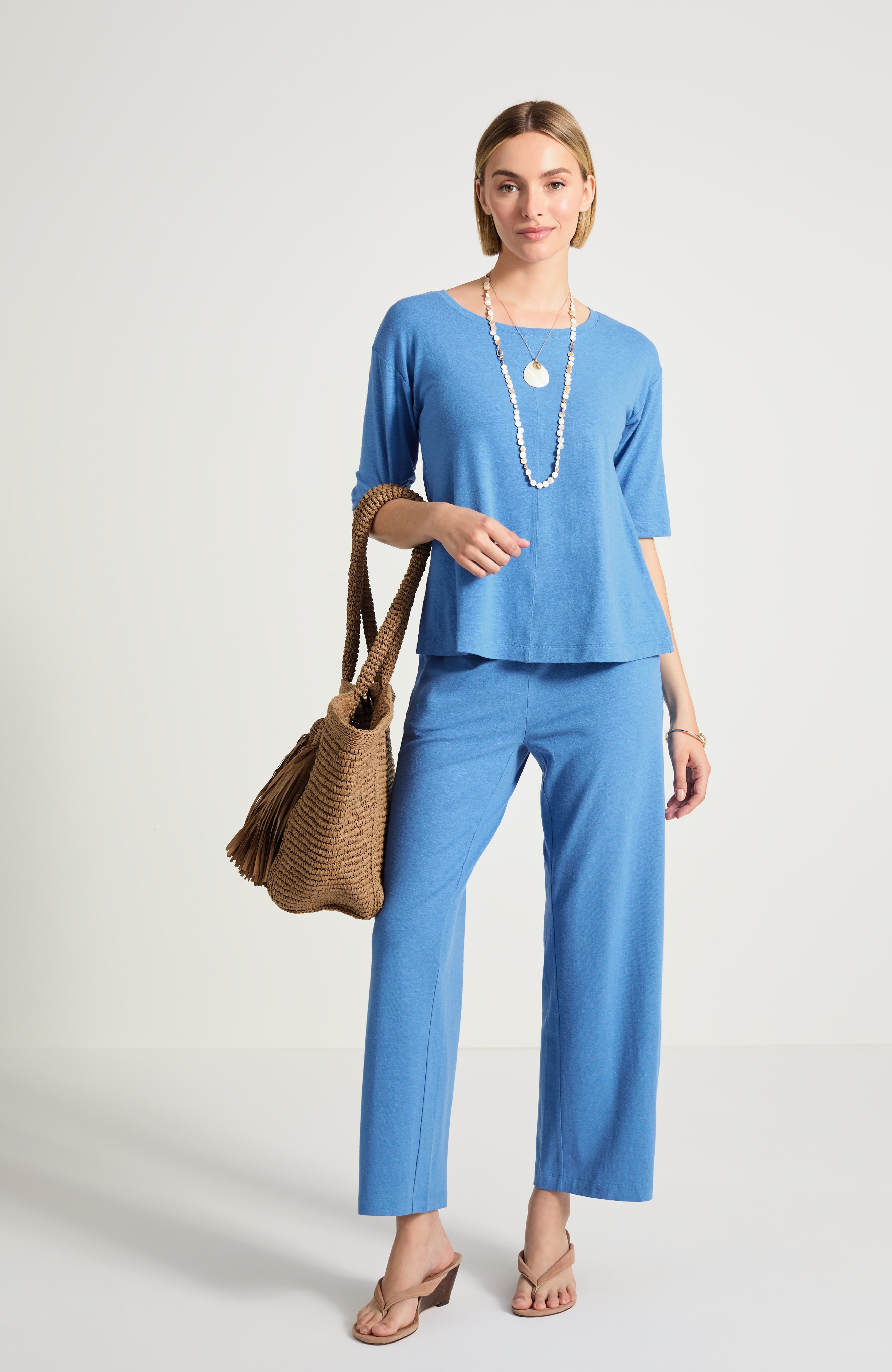 pure jill linen-blend knit pants