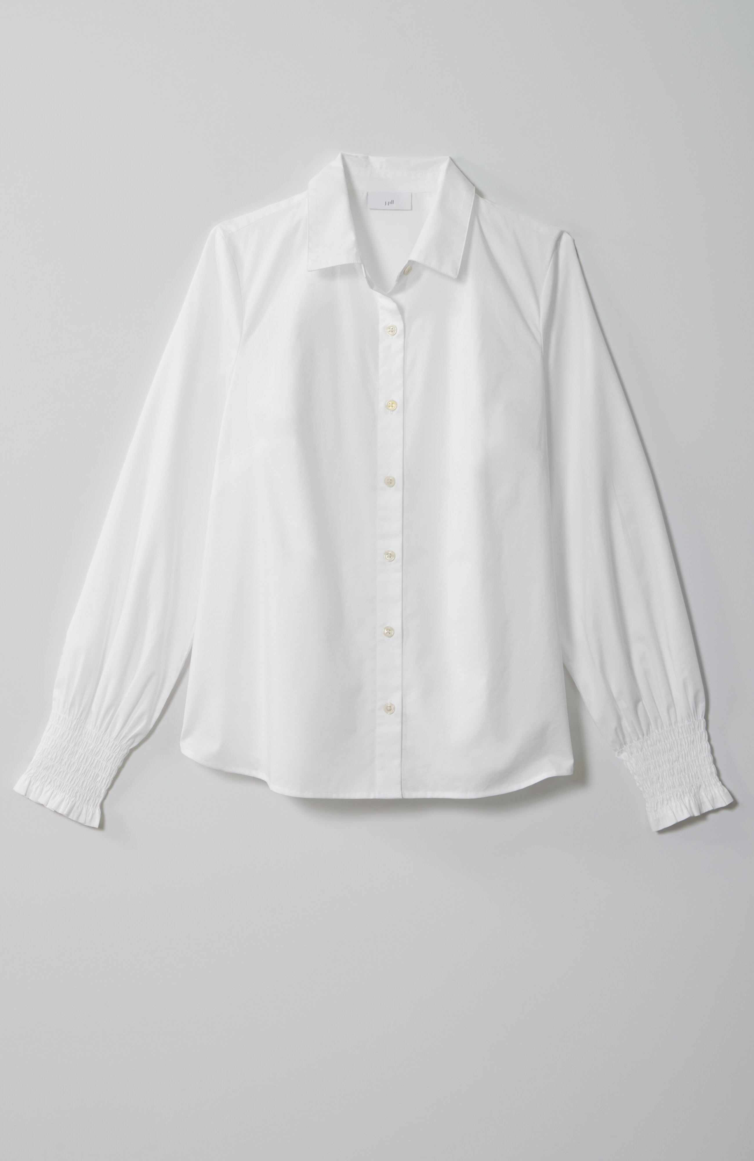 smocked-sleeve poplin shirt
