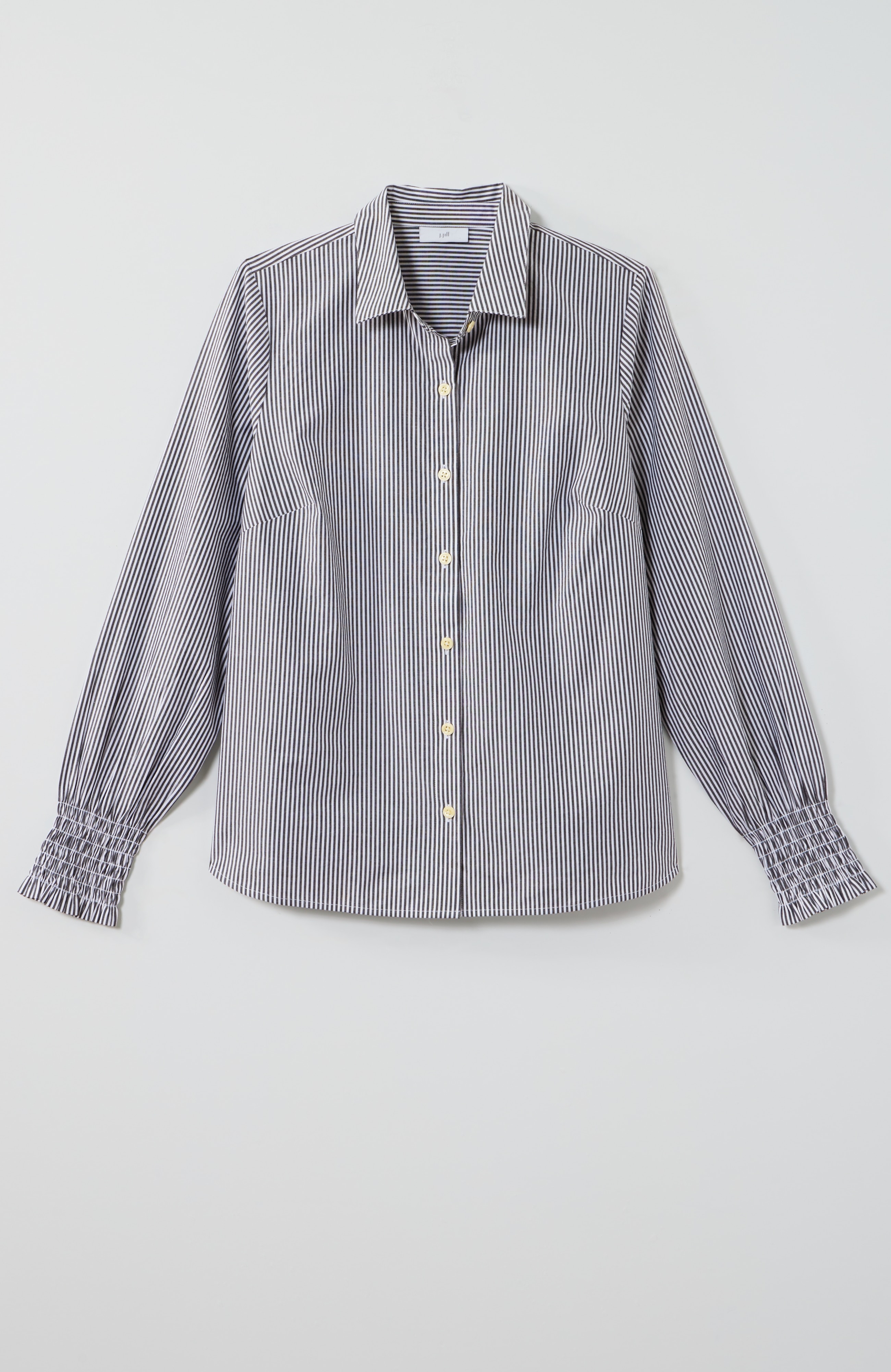 smocked-sleeve poplin shirt